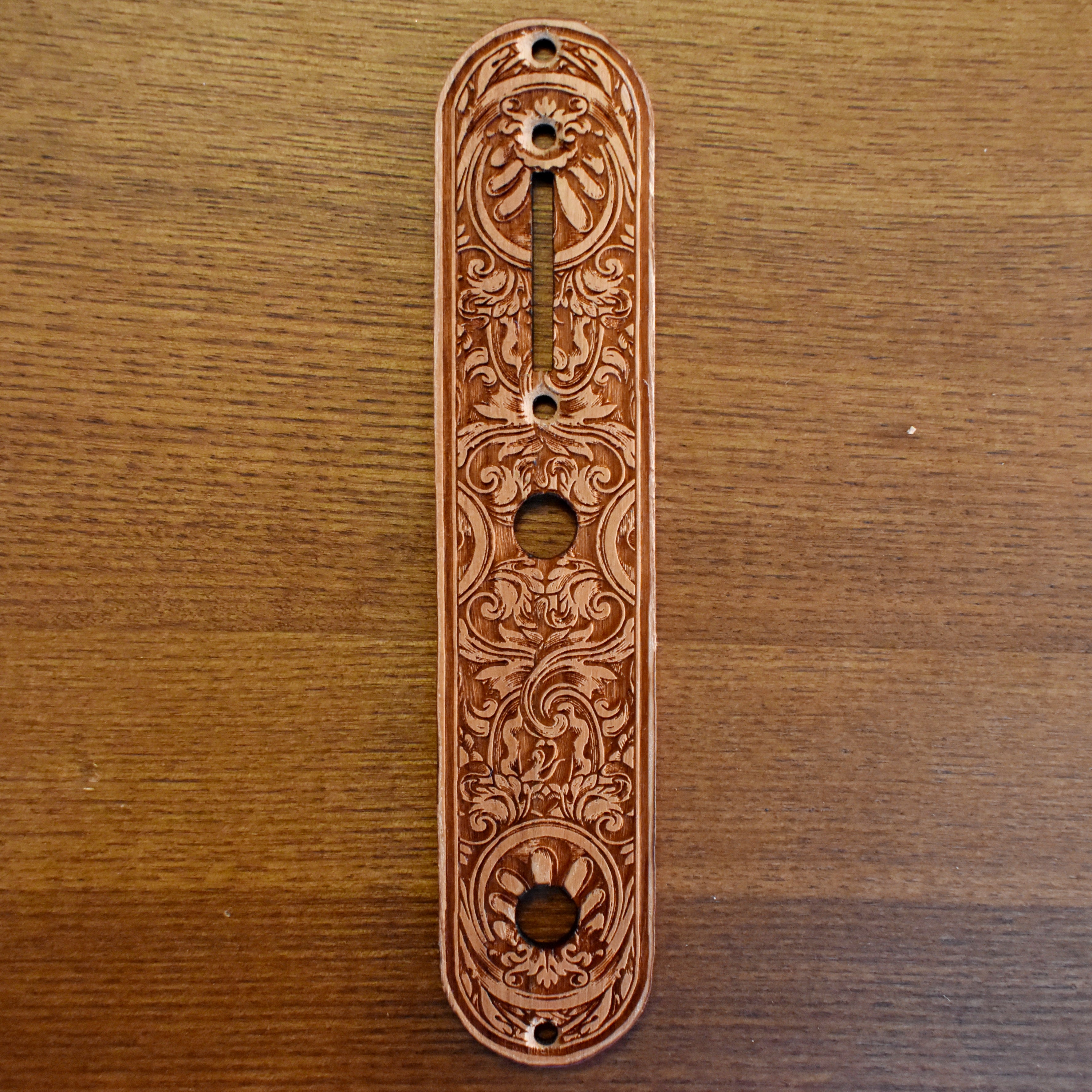 Telecaster Control Plate Embellishment – gothic art, engraved wood, dark fantasy, skeleton design, artisan crafted