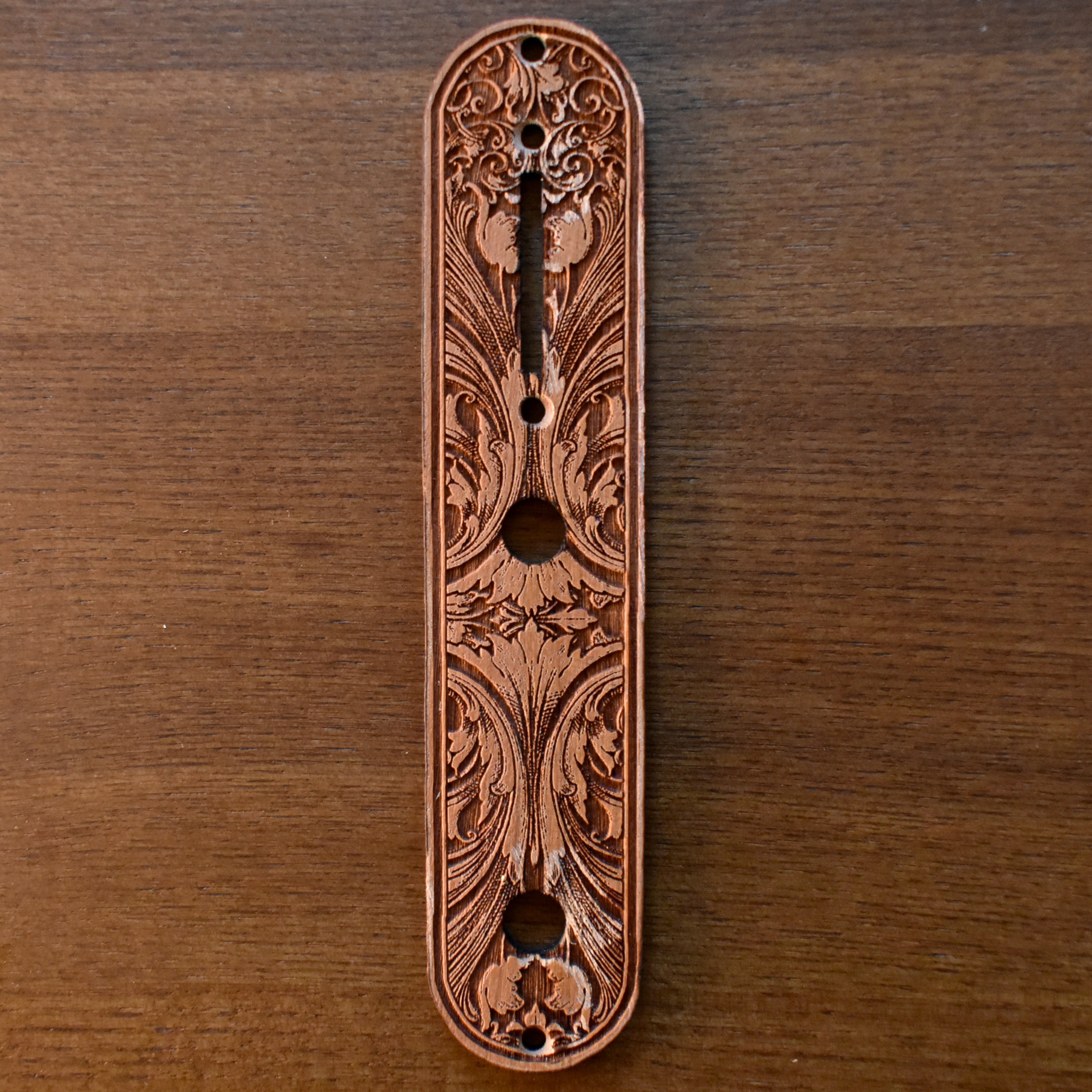 Telecaster Control Plate Embellishment 2 – gothic art, engraved wood, dark fantasy, skeleton design, artisan crafted