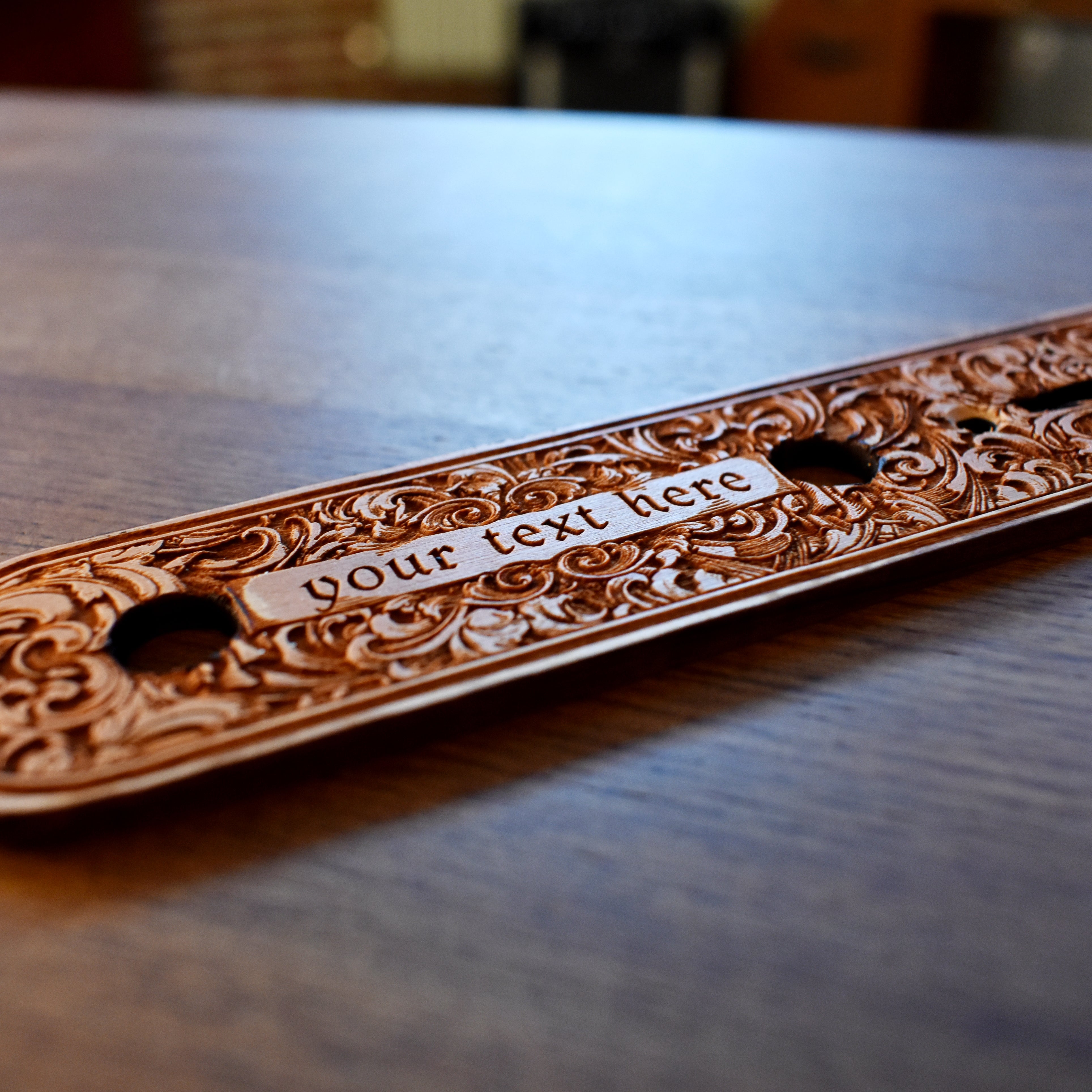 Telecaster Control Plate Custom Embellishment – gothic art, engraved wood, dark fantasy, skeleton design, artisan crafted
