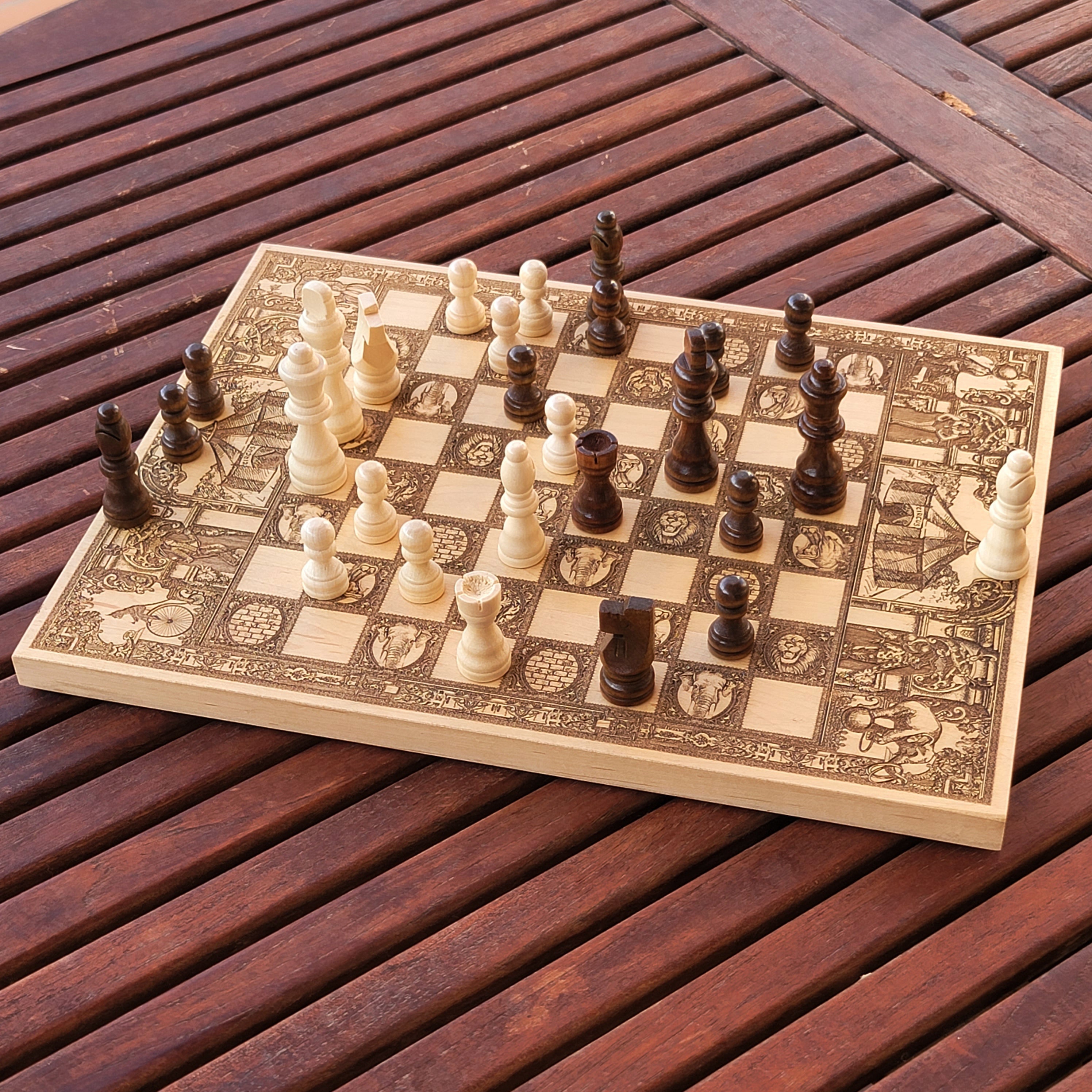 Vintage Circus Chess Board - A3 Large Size