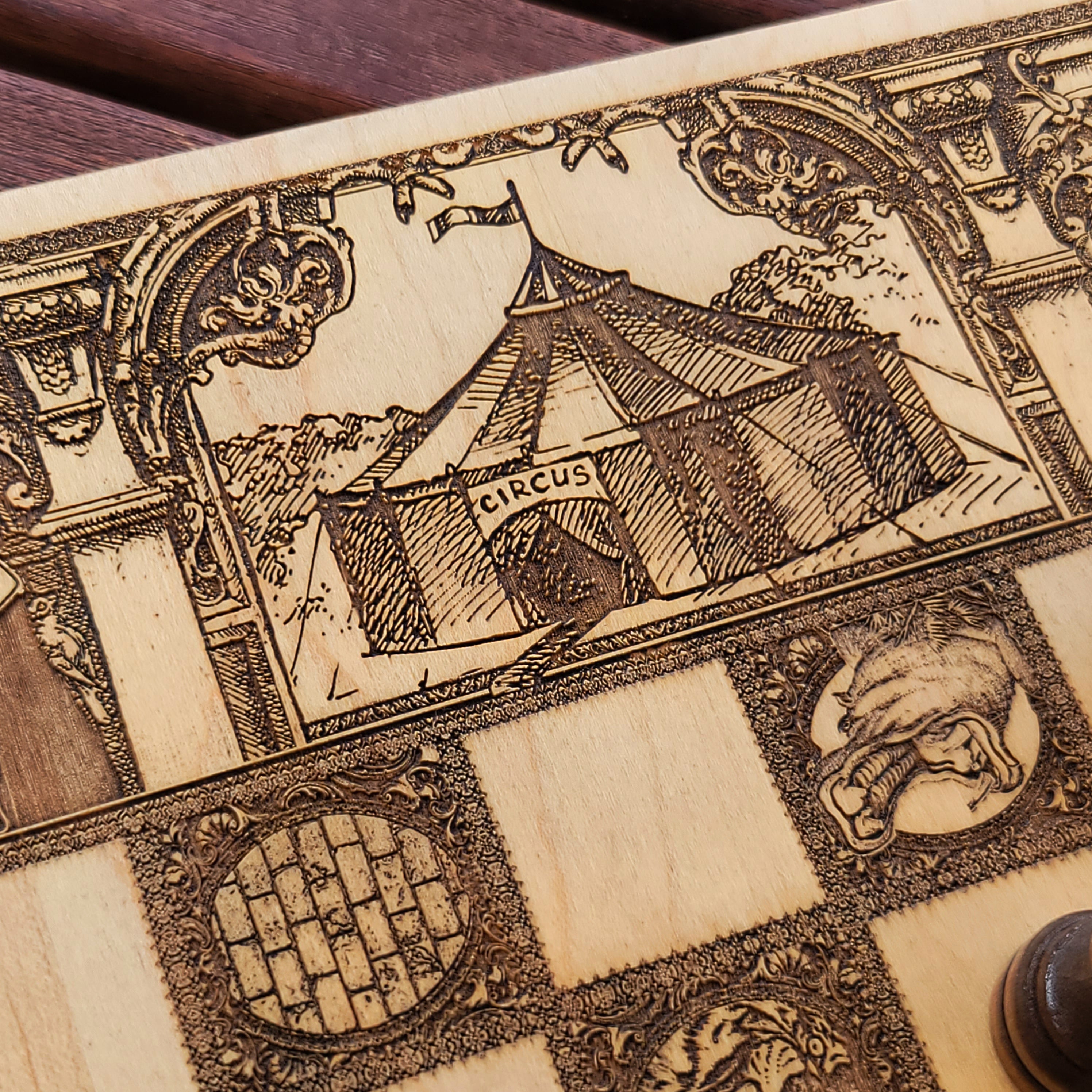 Vintage Circus Chess Board - A3 Large Size