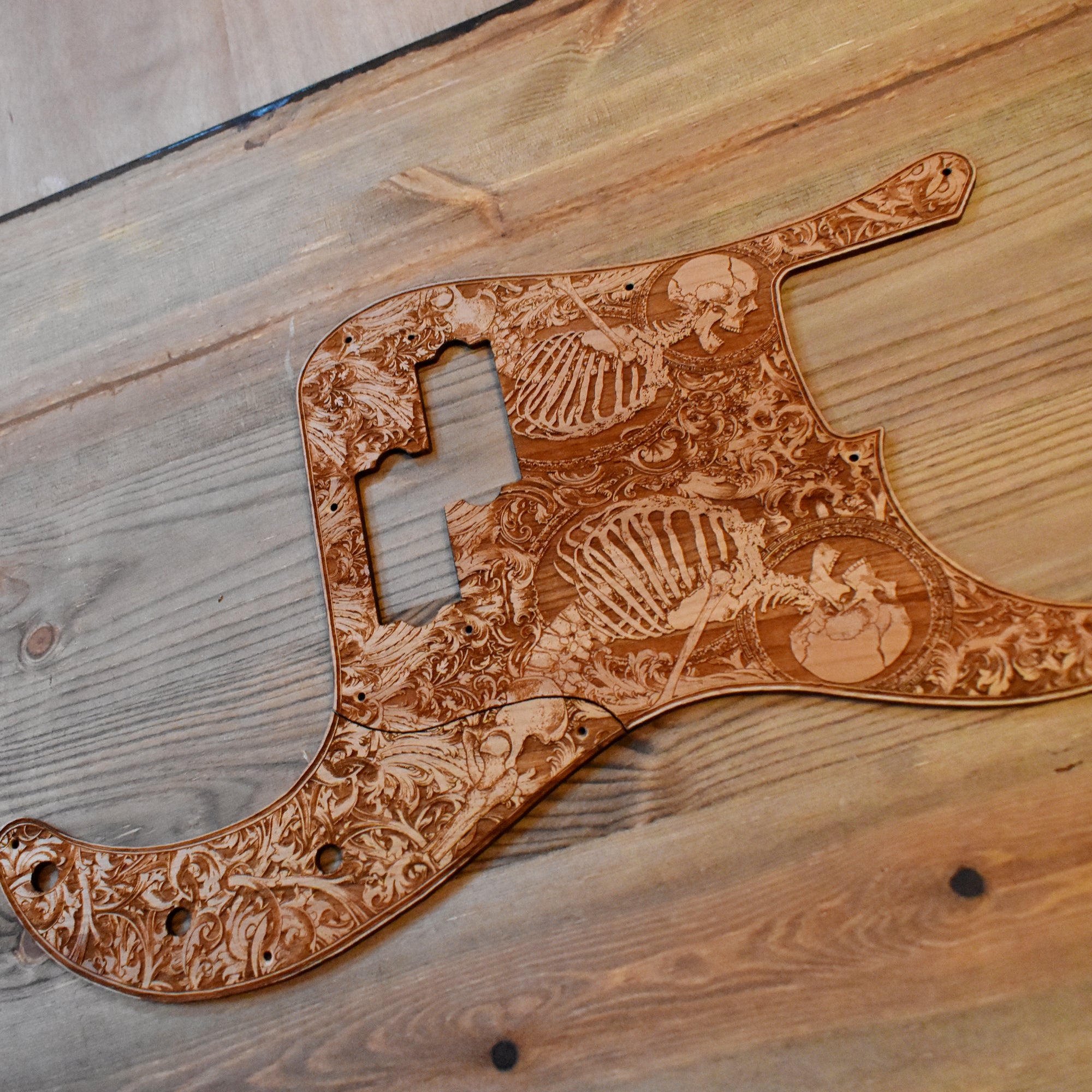 Fender Precision Bass guitar laser-engraved wooden pickguard