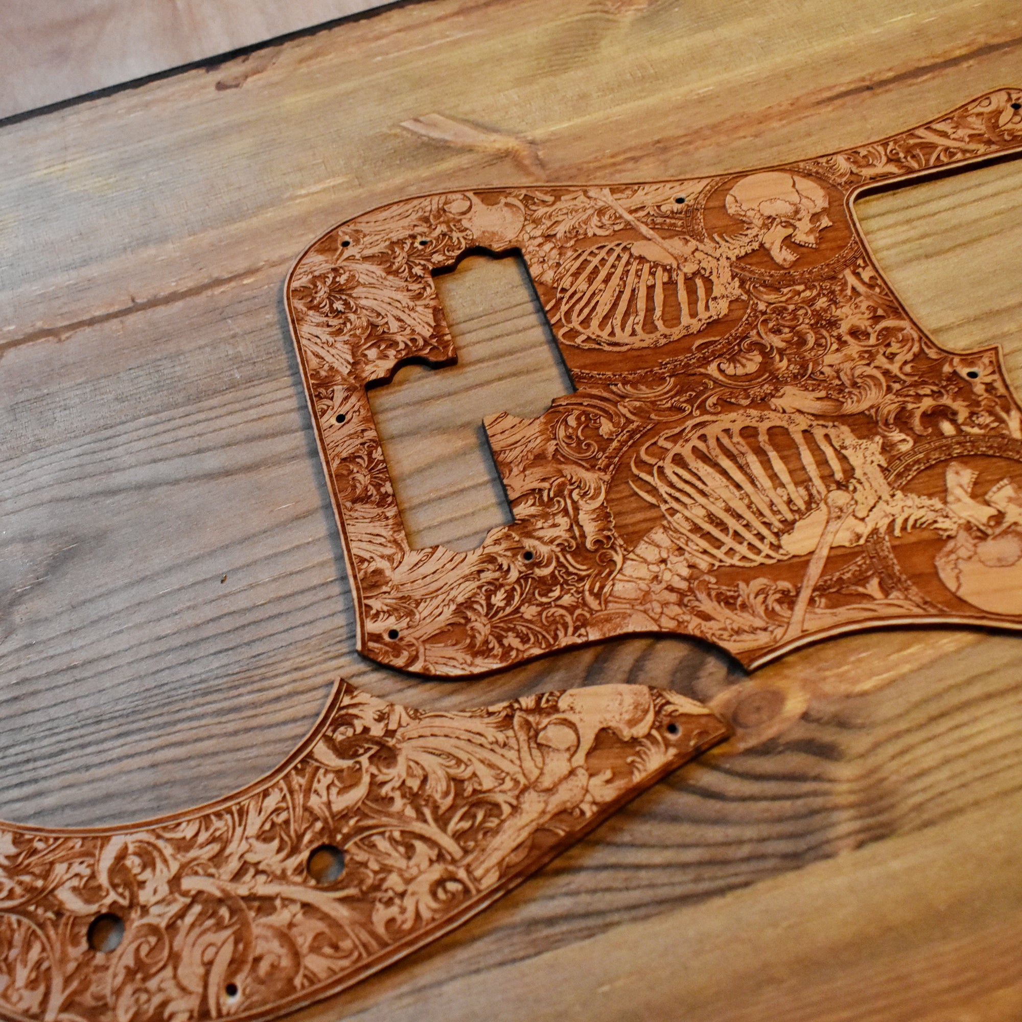 Fender Precision Bass guitar laser-engraved wooden pickguard