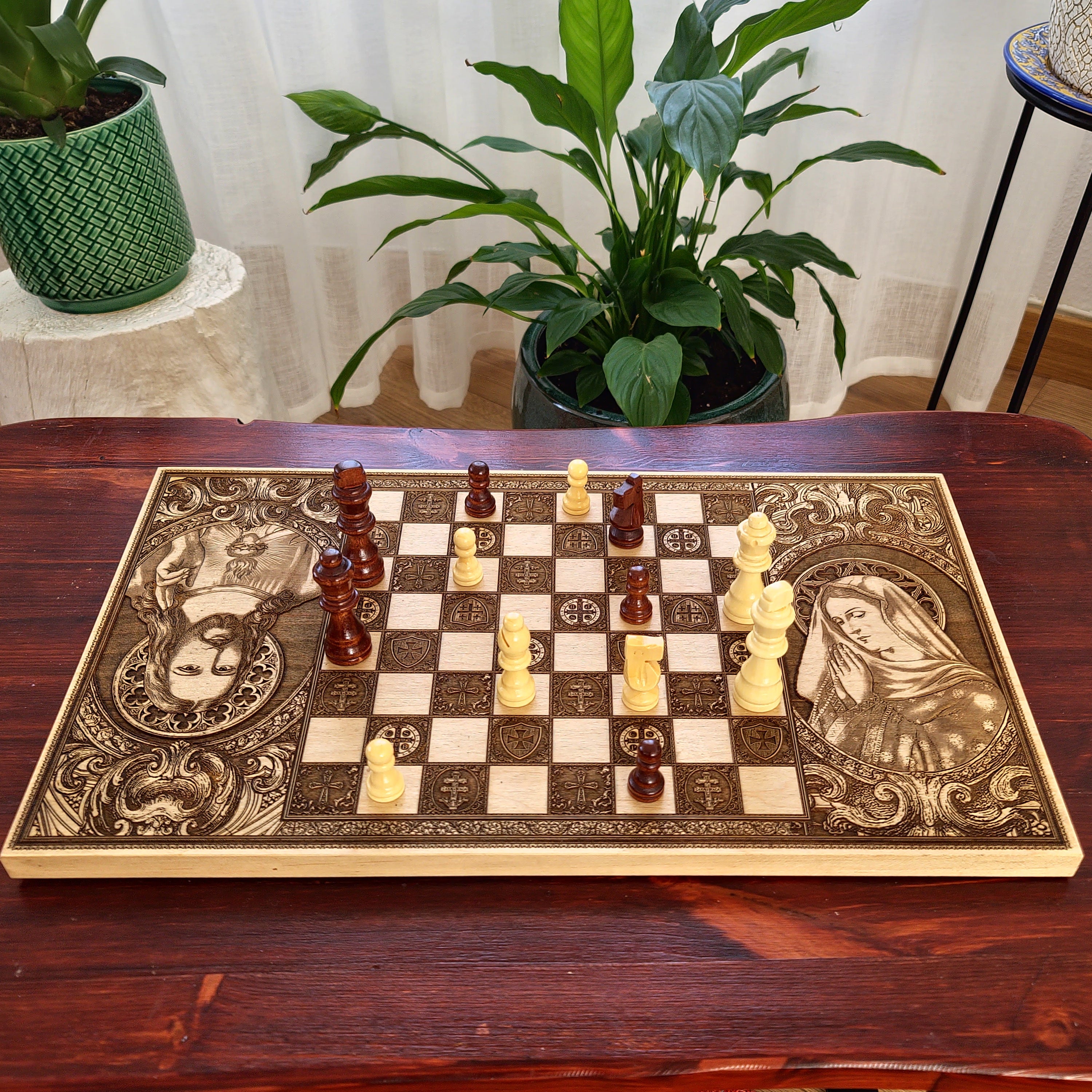 Jesus Christ & Virgin Mary Chess Board