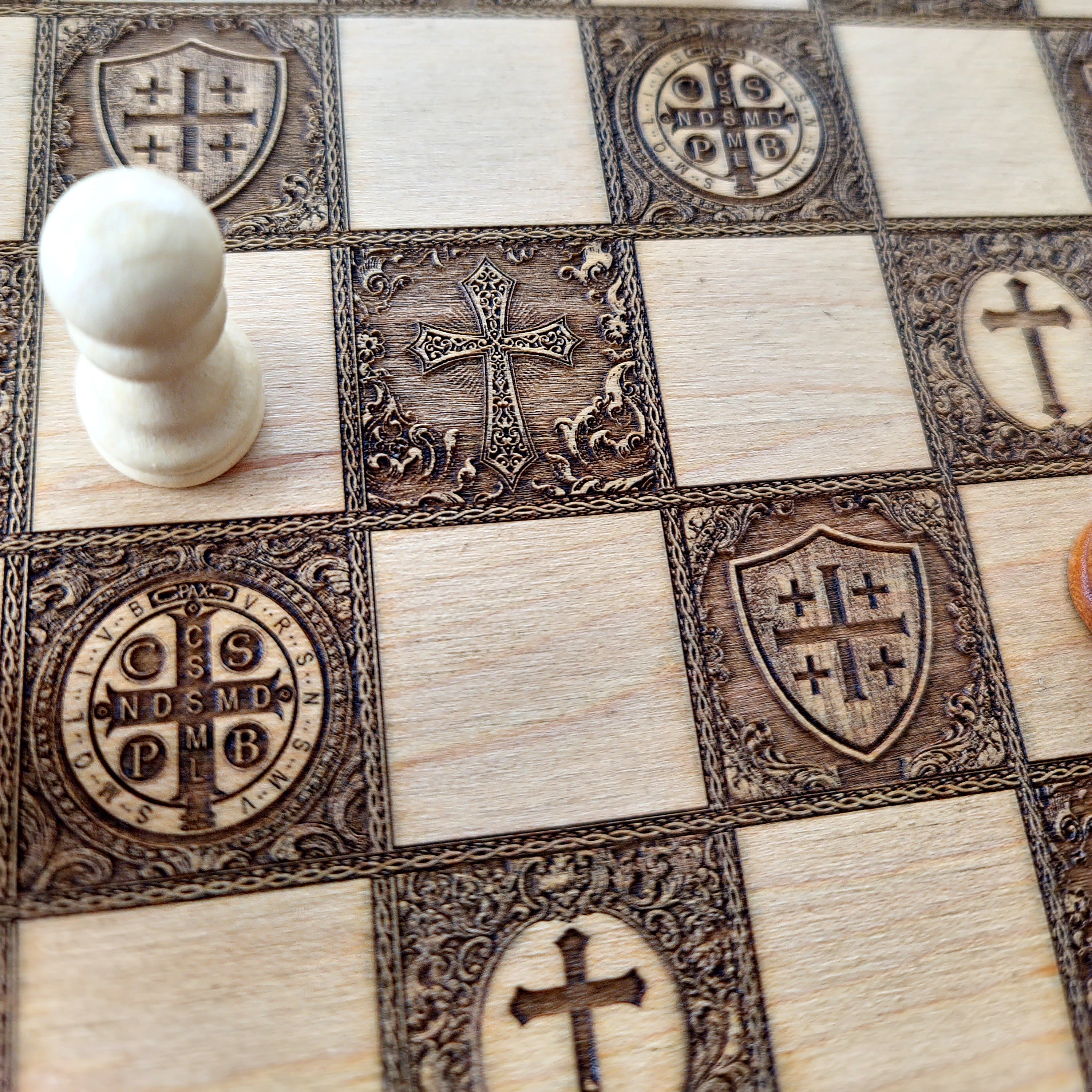 Jesus Christ & St Benedict Chess Board