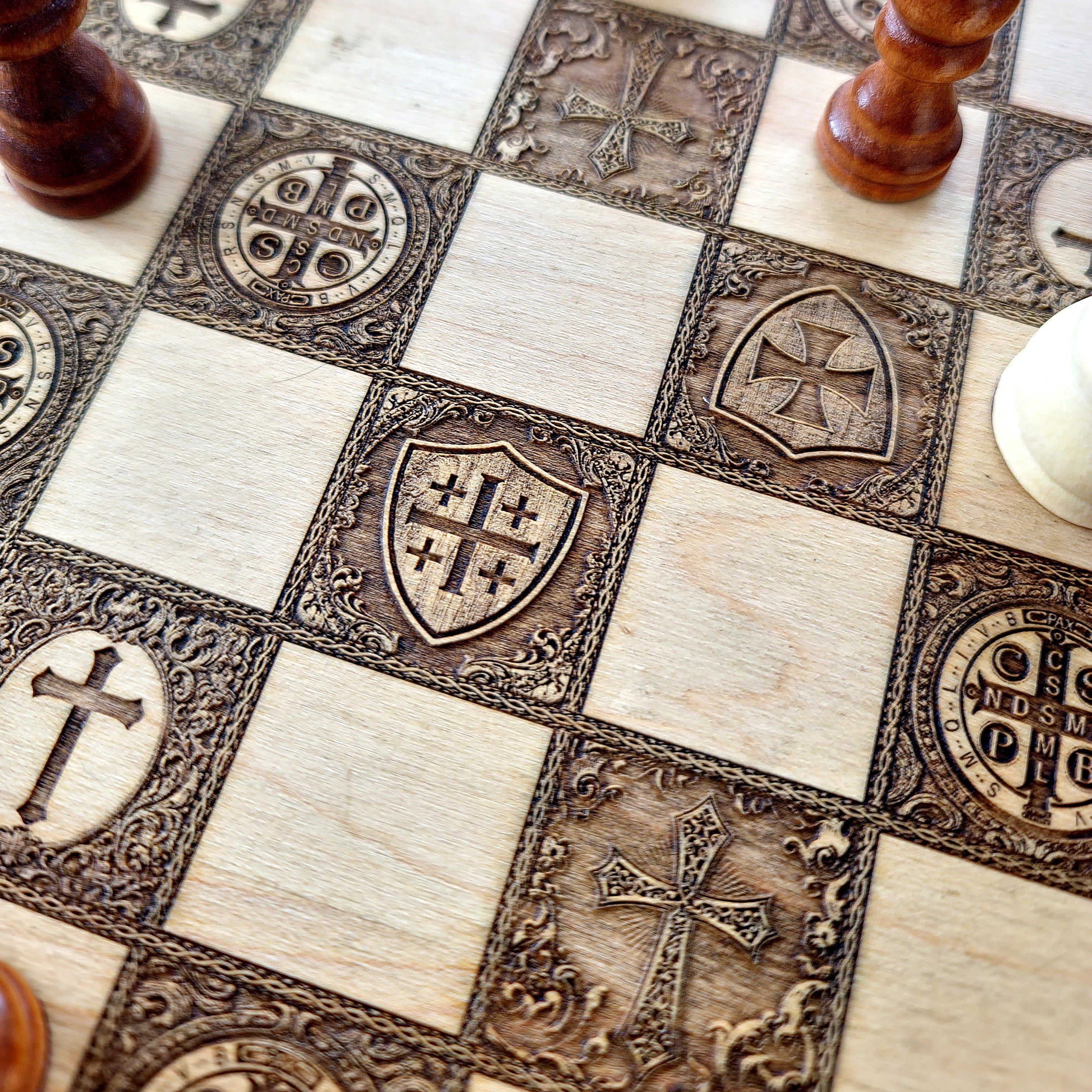 Jesus Christ & St Benedict Chess Board