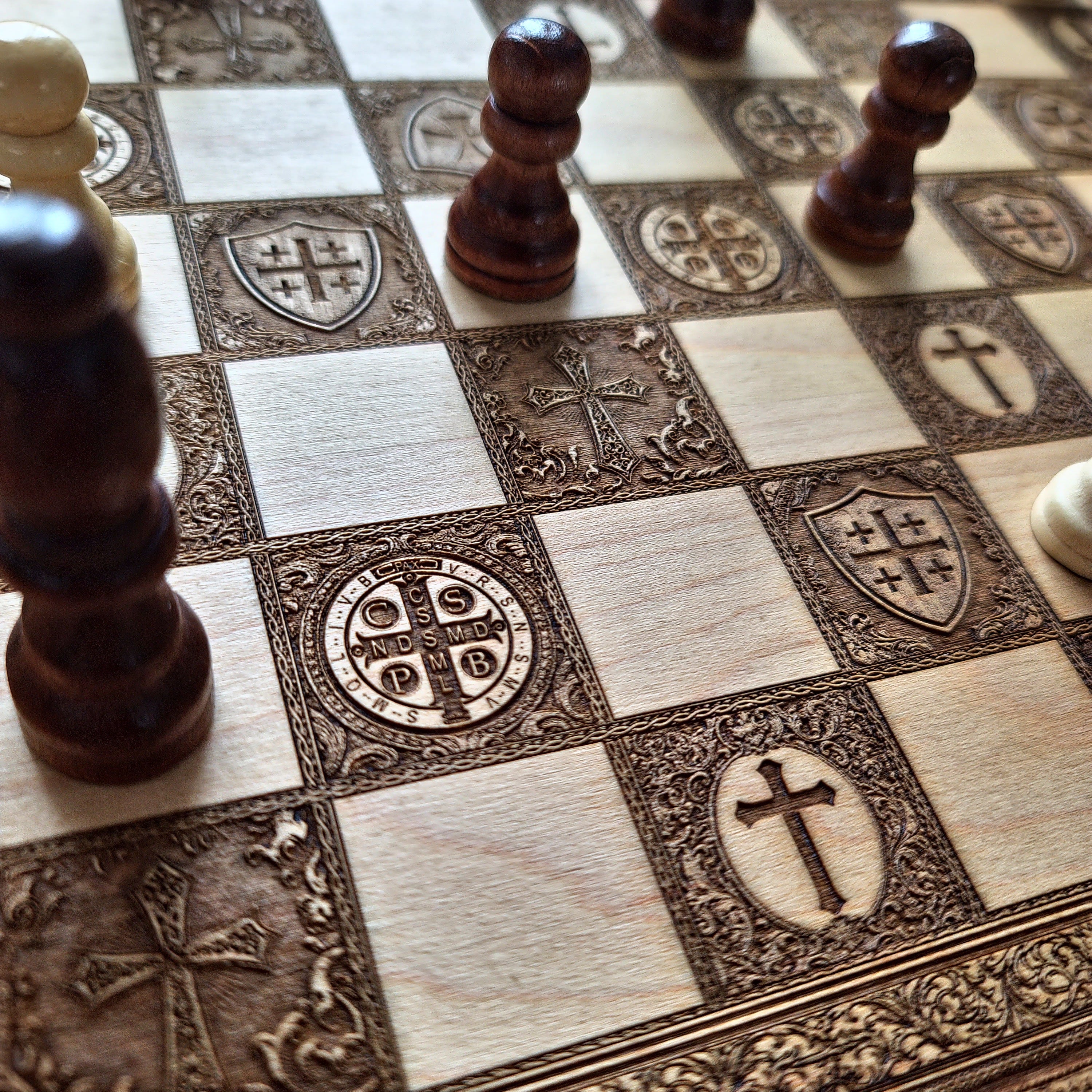 Jesus Christ & St Michael Chess Board