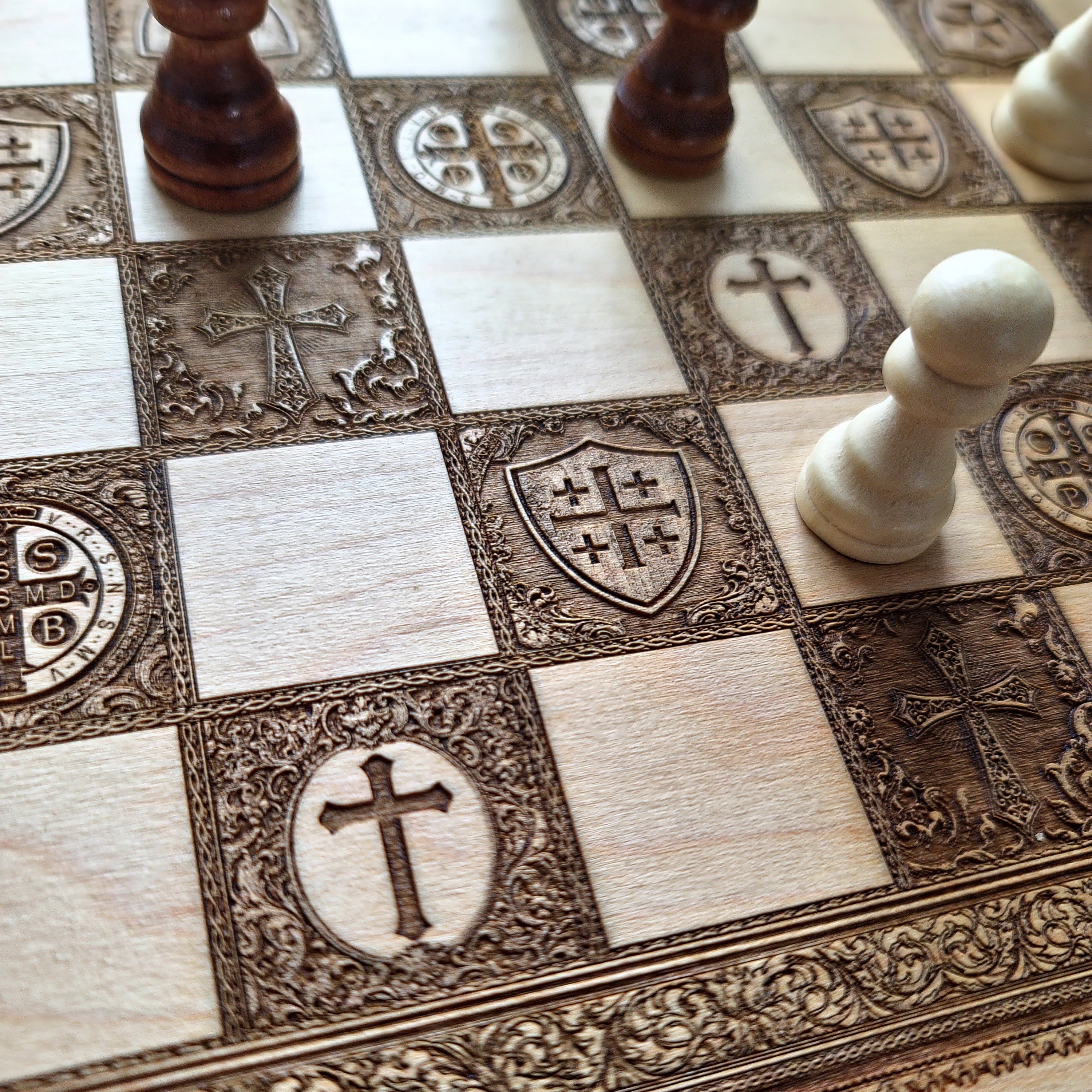Jesus Christ & St Michael Chess Board
