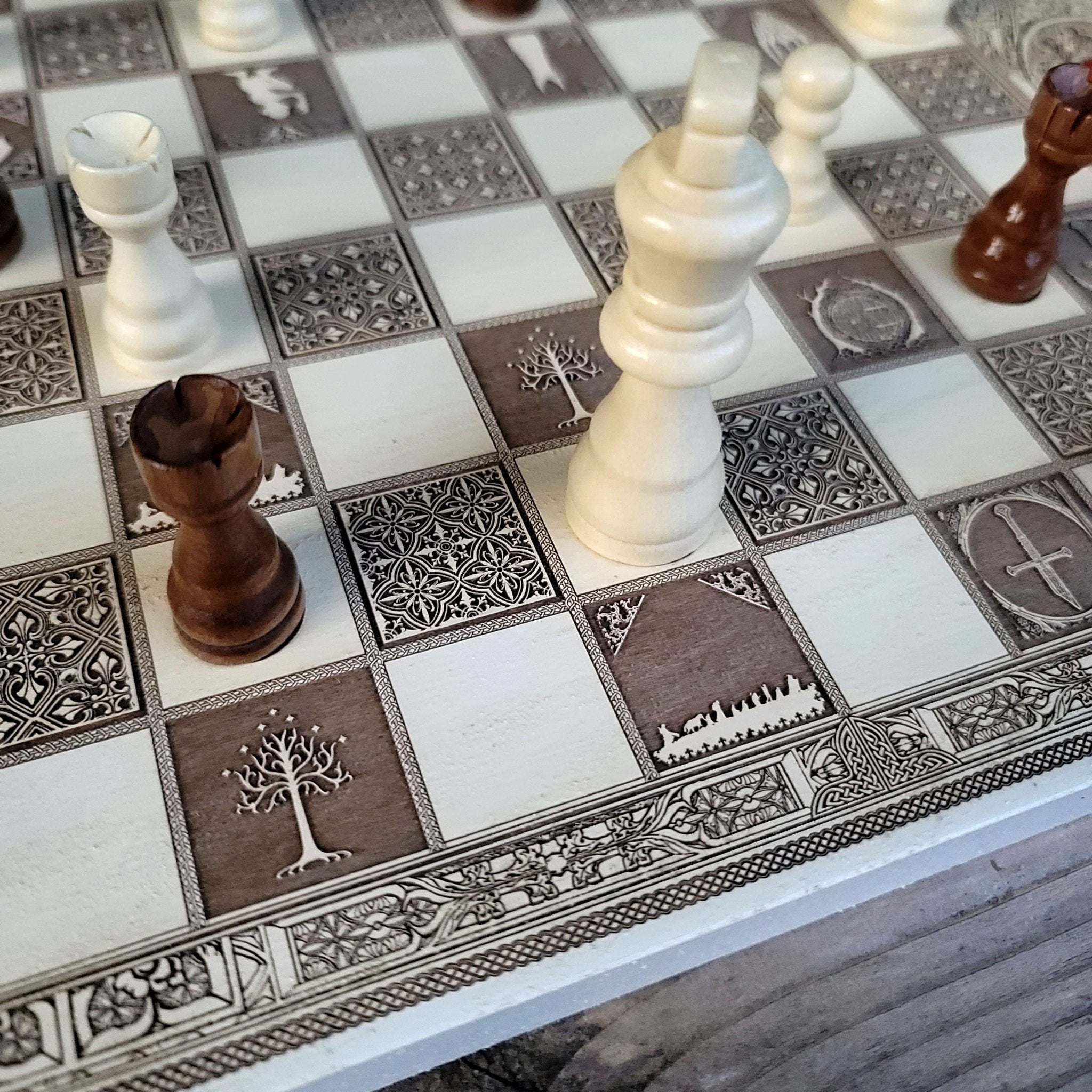 LOTR Chess Board - White & Brown - A3 Large Size