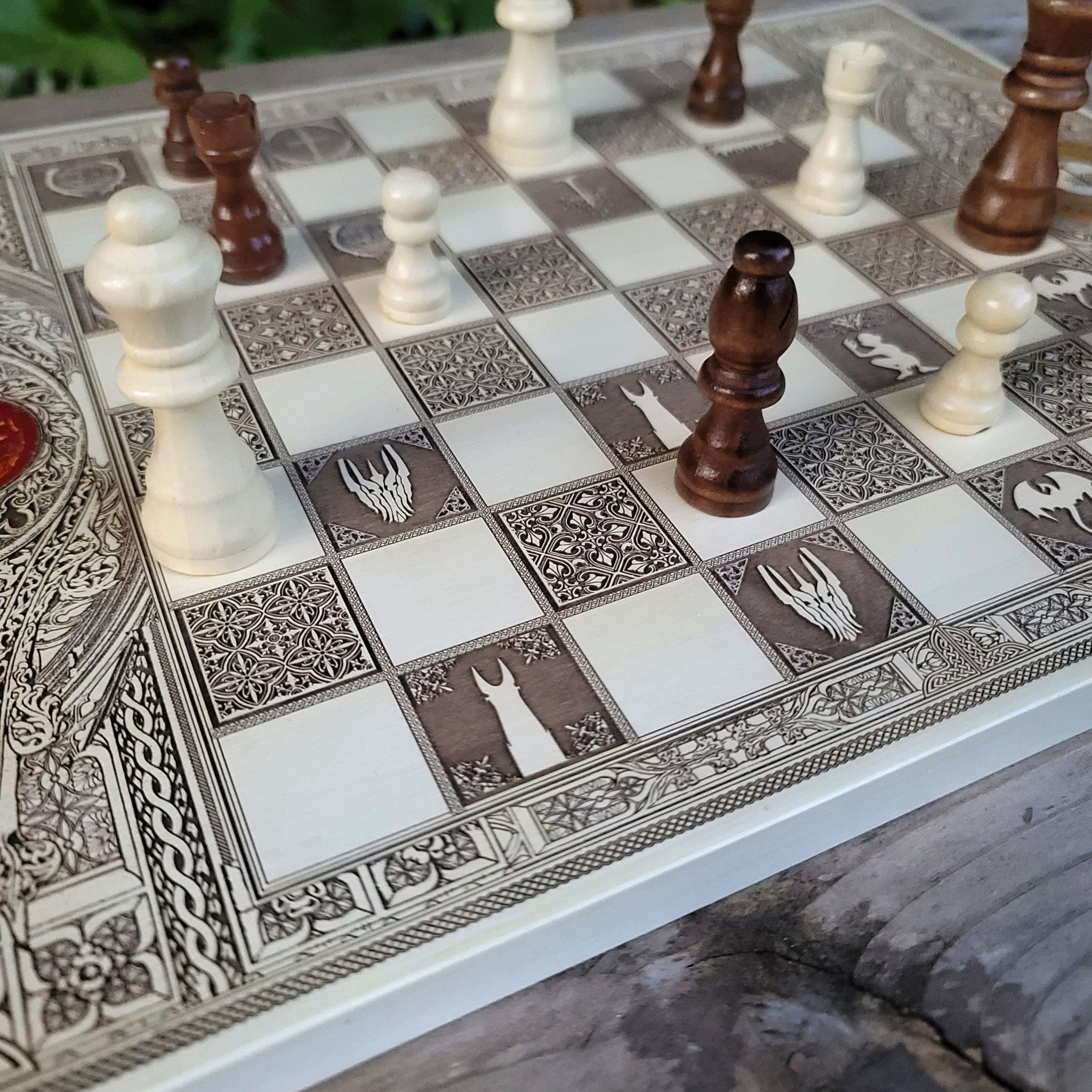 LOTR Chess Board - White & Brown - A3 Large Size