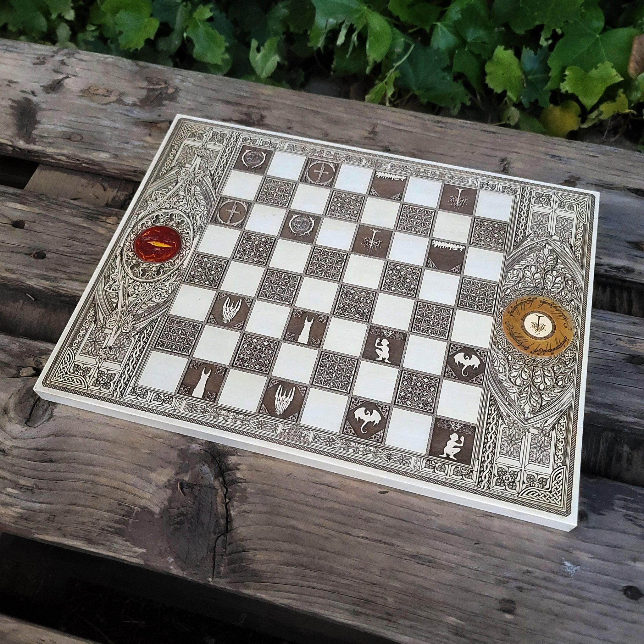 LOTR Chess Board - White & Brown - A3 Large Size