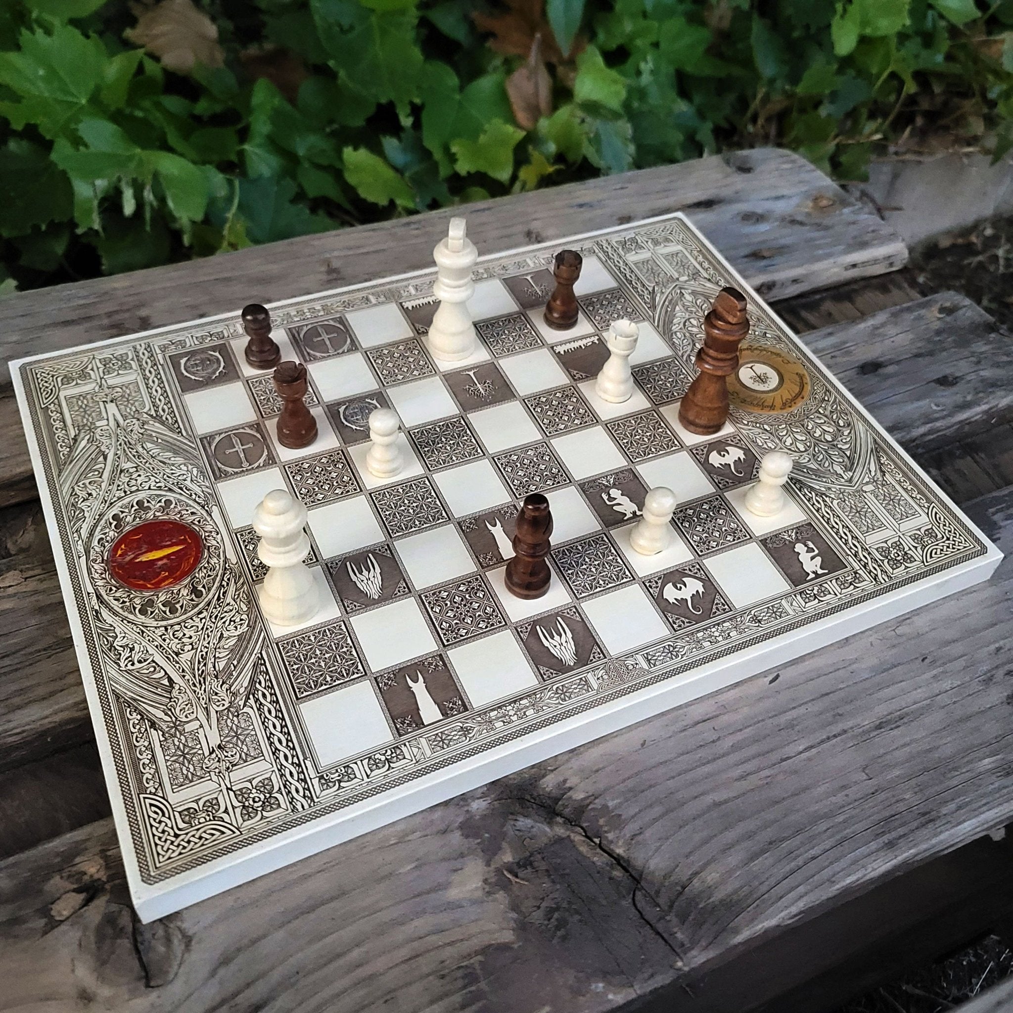 LOTR Chess Board - White & Brown - A3 Large Size