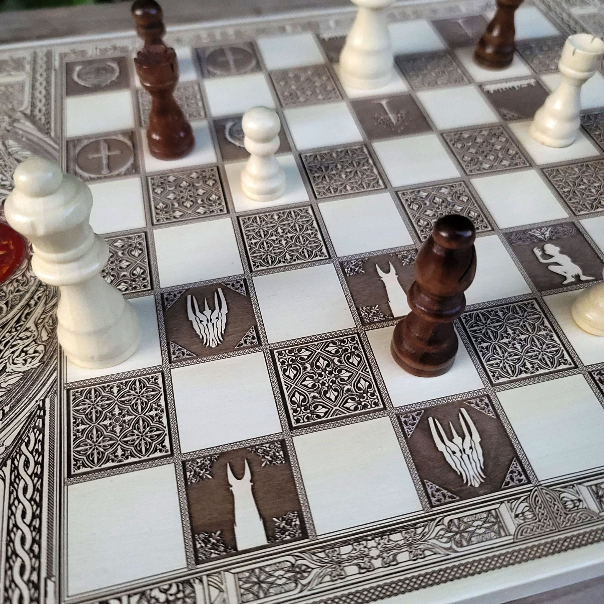 LOTR Chess Board - White & Brown - A3 Large Size