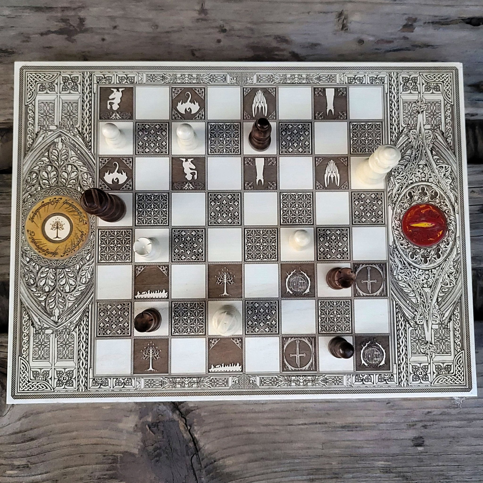 LOTR Chess Board - White & Brown - A3 Large Size
