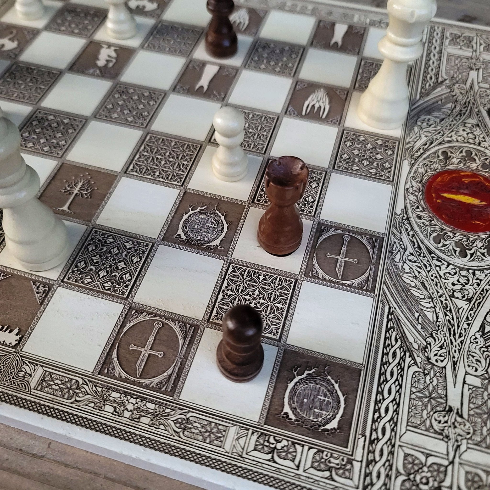 LOTR Chess Board - White & Brown - A3 Large Size