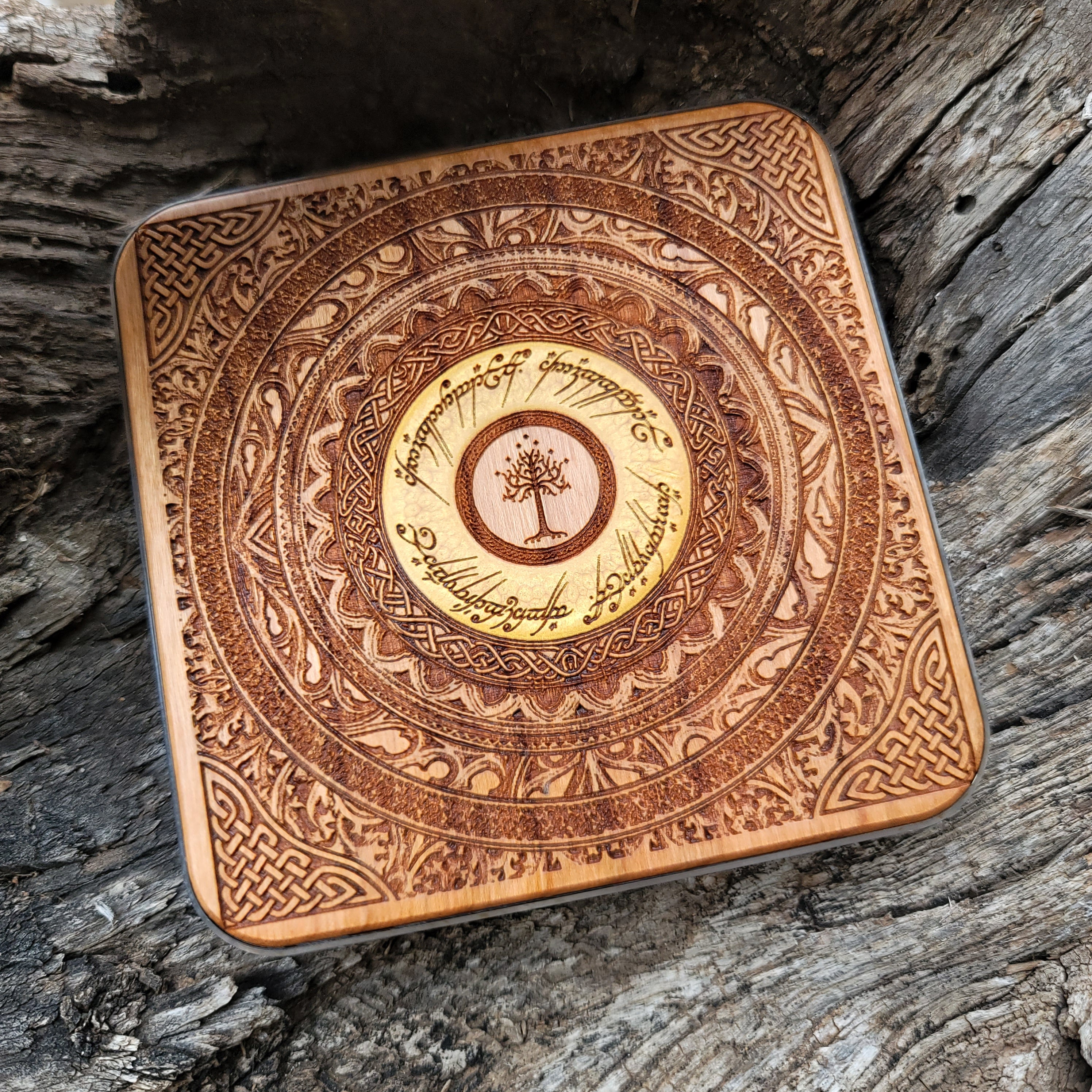 Fantasy III Wood Wireless Charger Painted