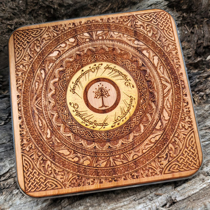 Fantasy III Wood Wireless Charger Painted