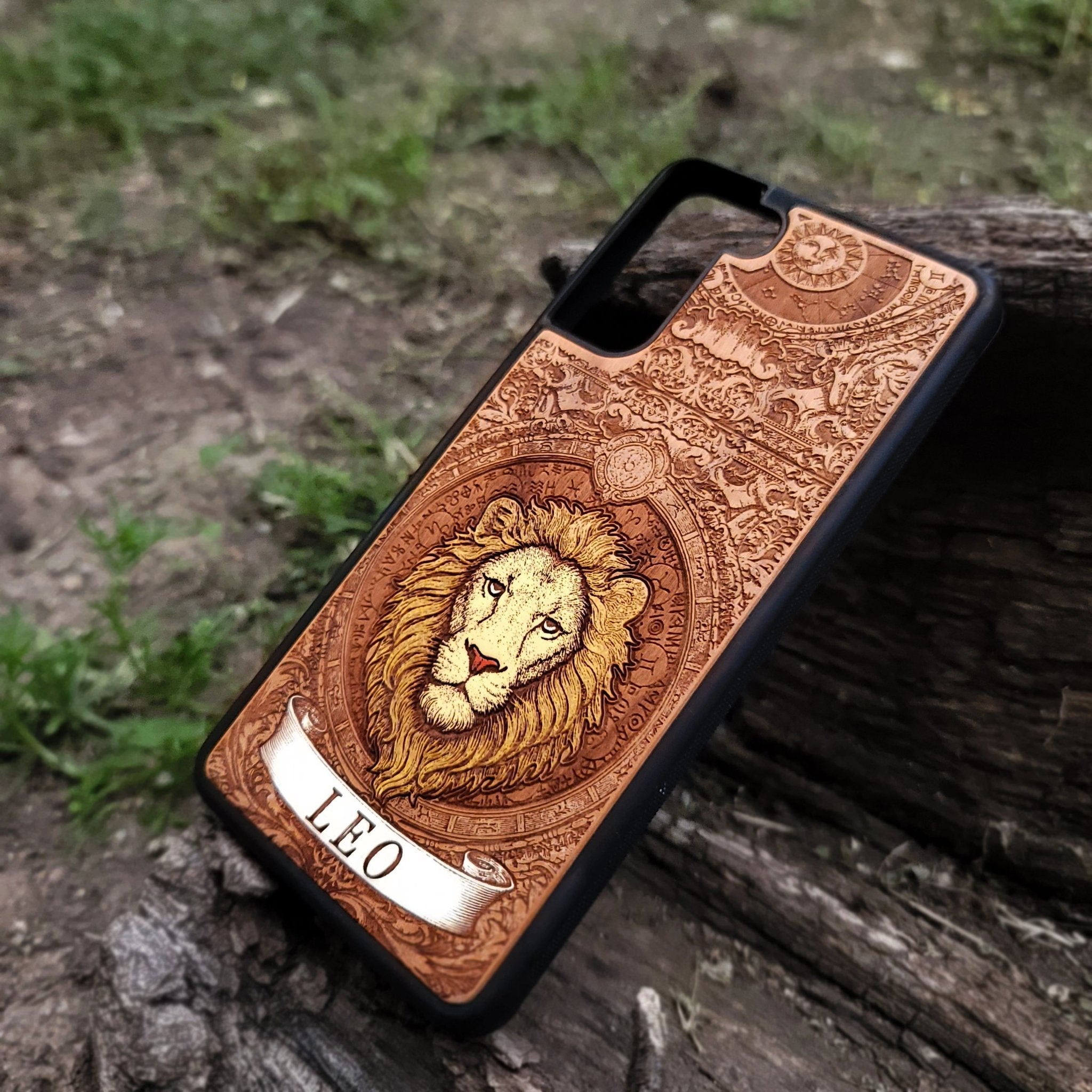 Funda para teléfono del zodiaco Virgo, cubierta de madera pintada a mano con el horóscopo