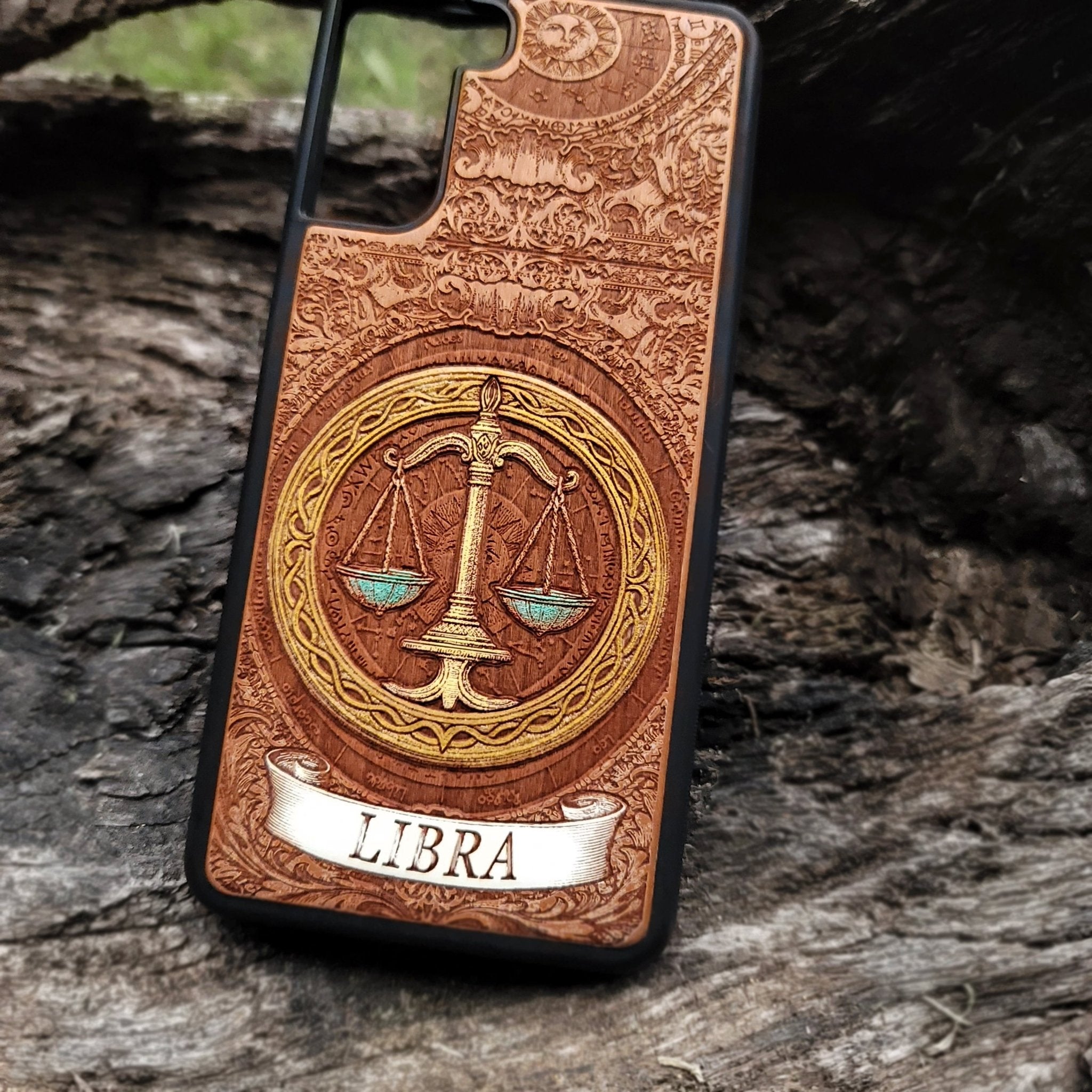Libra star sign engraved phone case for zodiac lovers