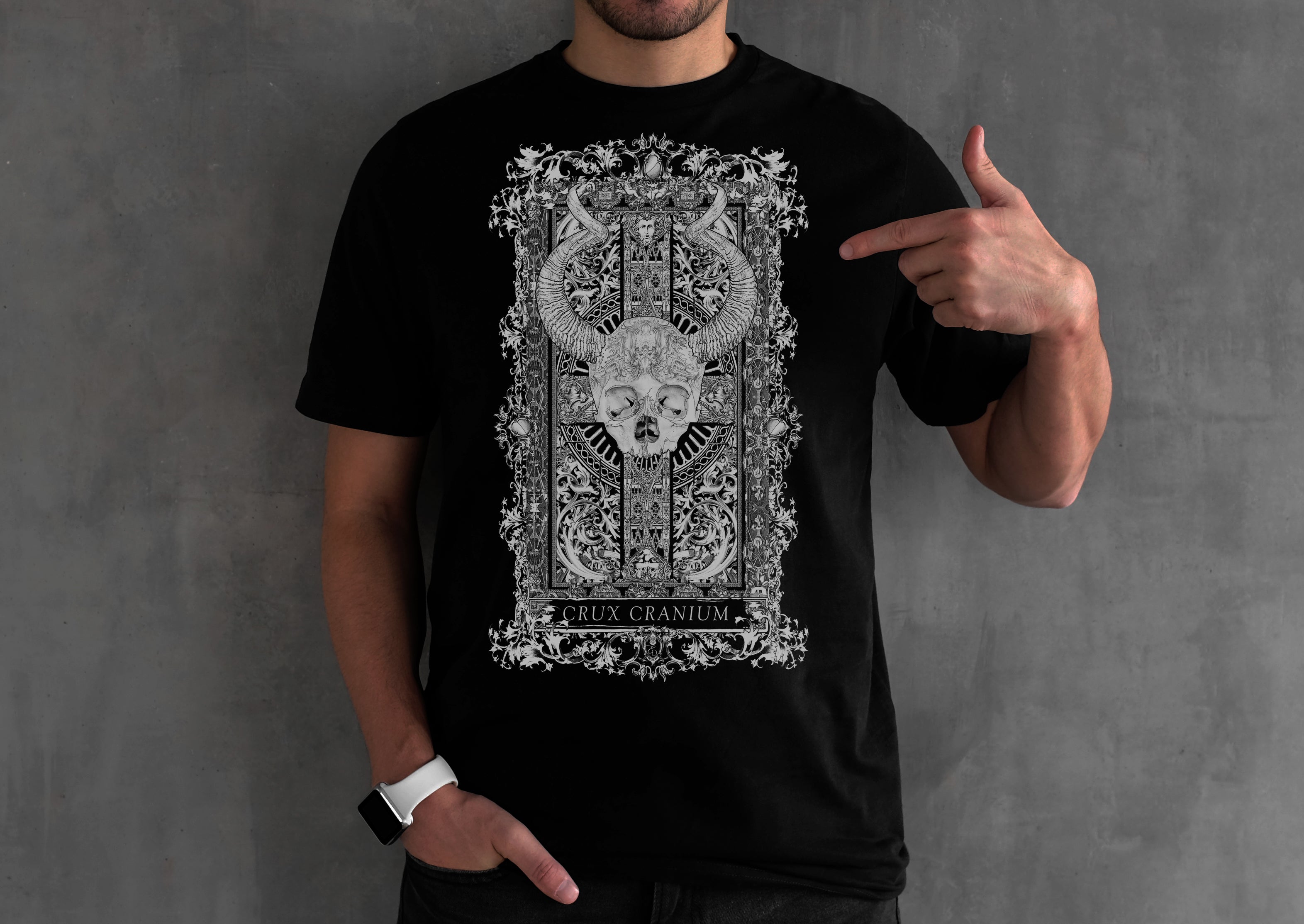 Skull Graphic T-Shirt, Goth Clothing "Cross Skull"