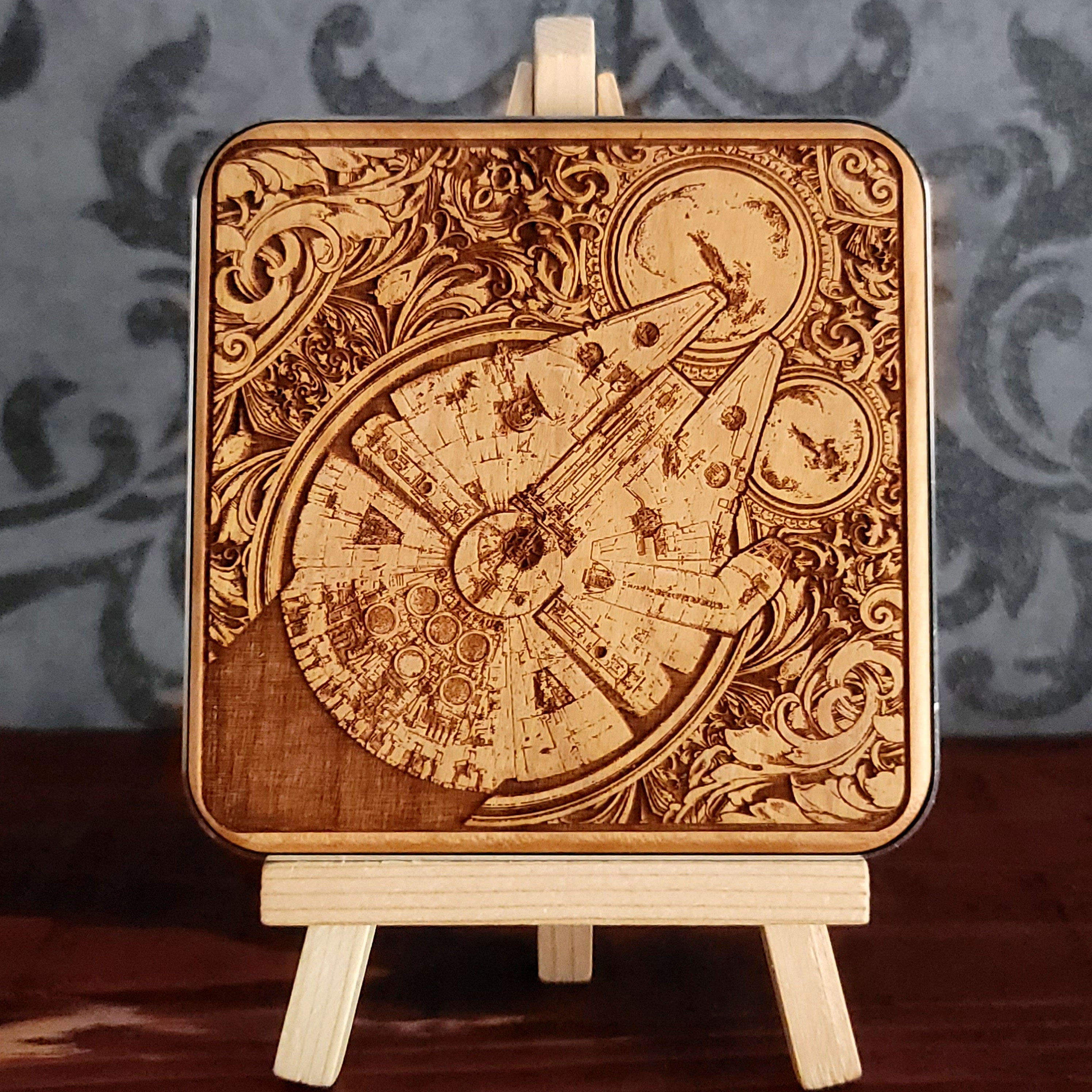Millennium Falcon Star Wars Wireless Charger Star Wars engraved wood