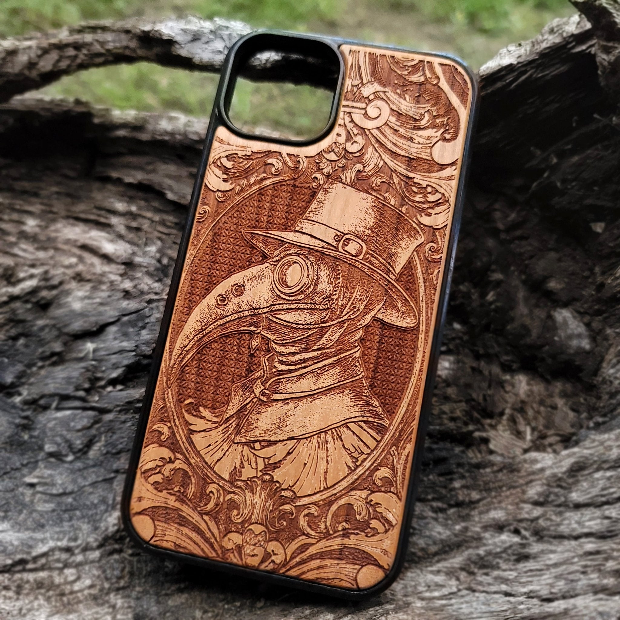 Laser-engraved Plague Doctor iPhone  Galaxy S24 case