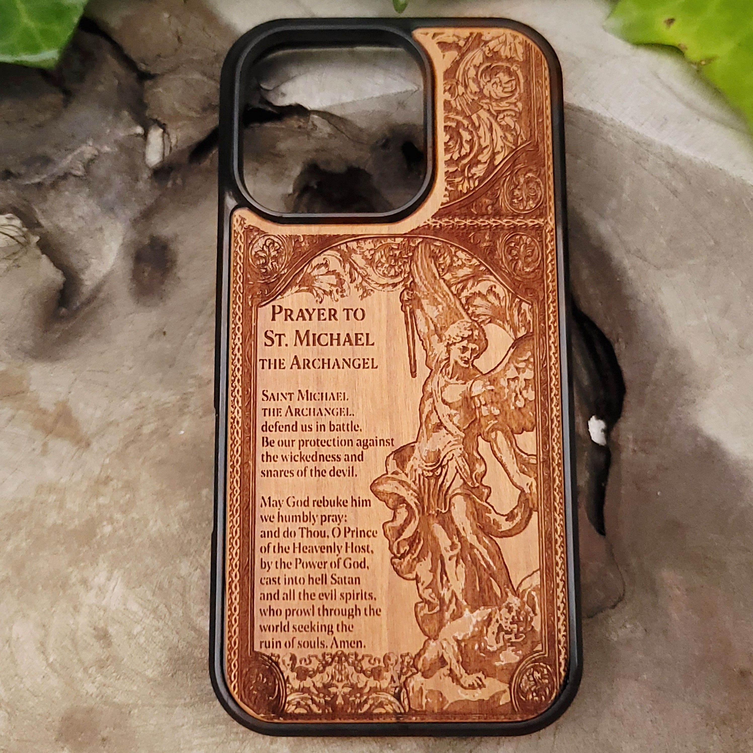 The Prayer Saint Michael the Archangel Wood Phone Case