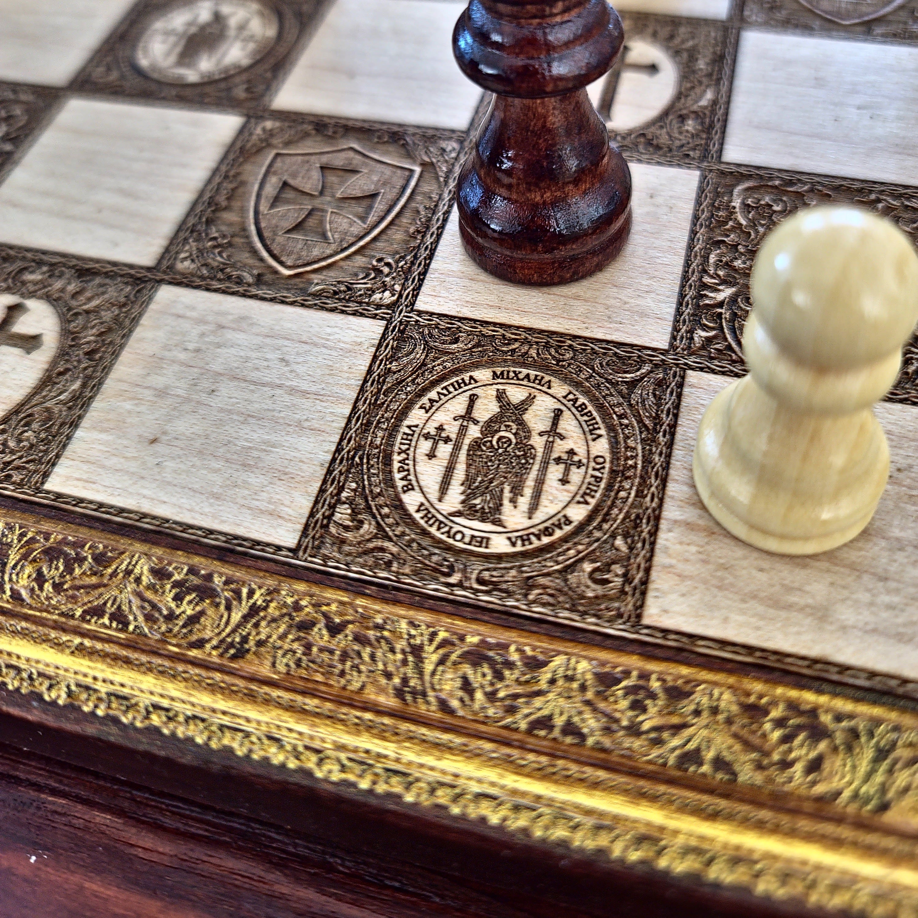 Saint Michael Chess Board Hand Painted II