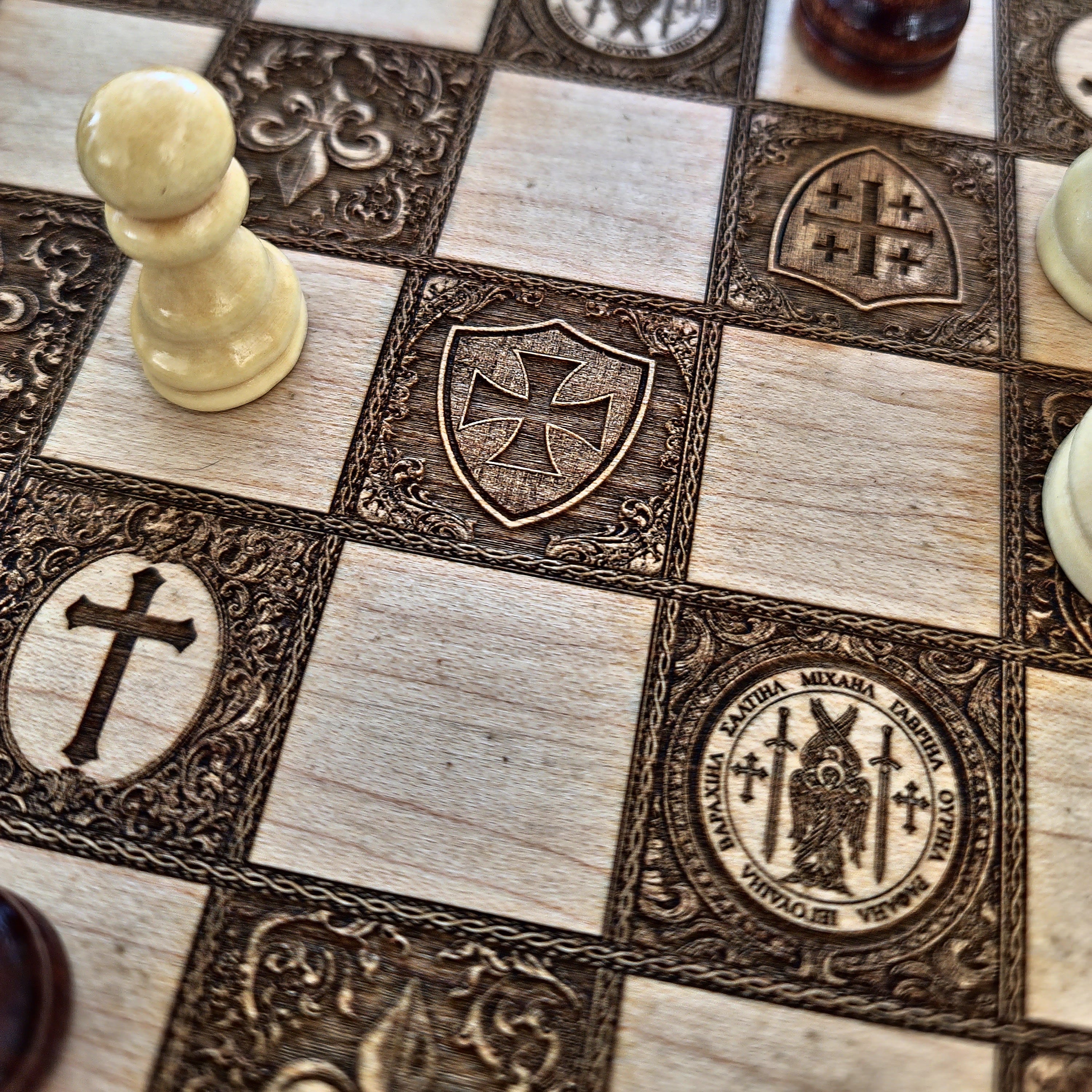 Saint Michael Chess Board Hand Painted II