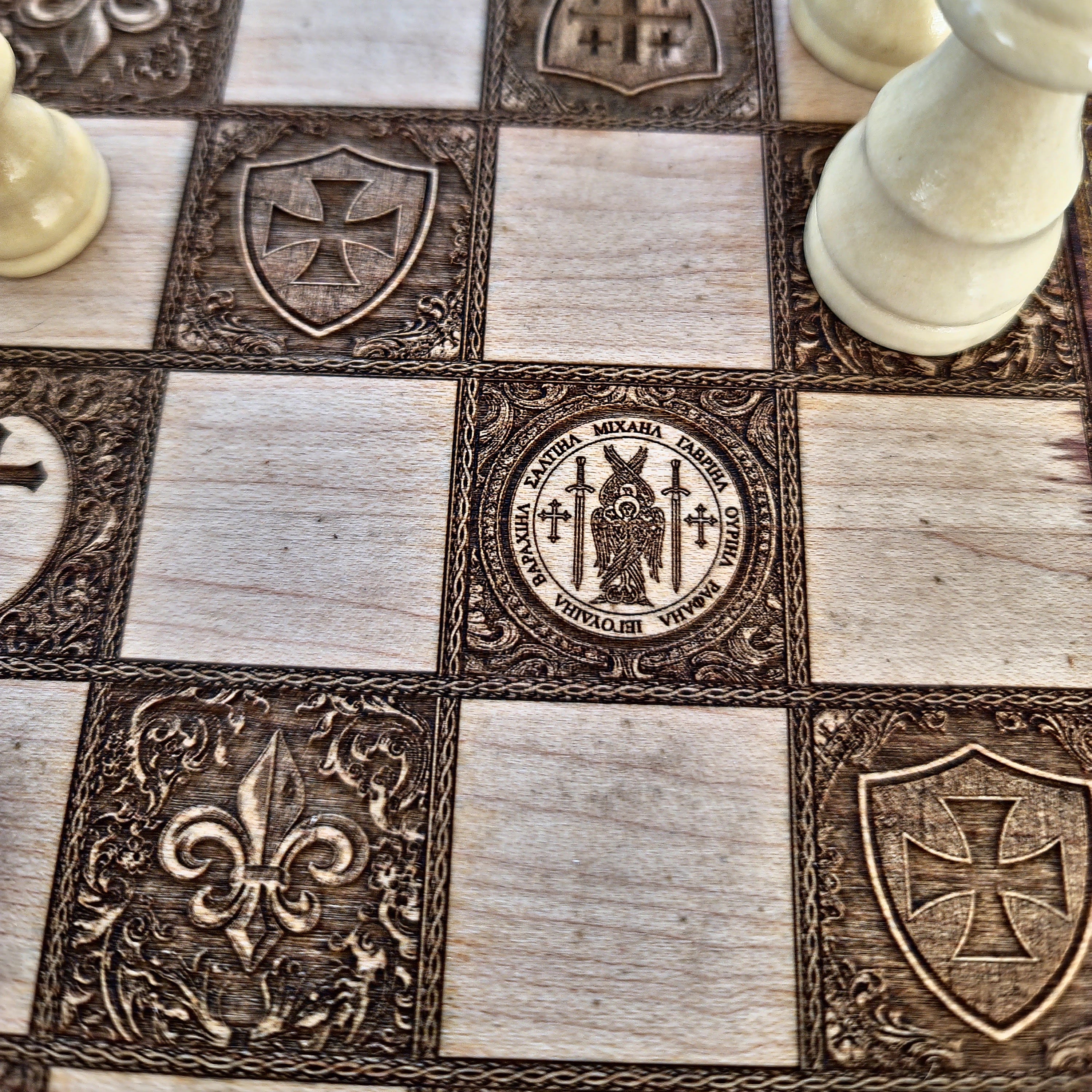 Saint Michael Chess Board Hand Painted II