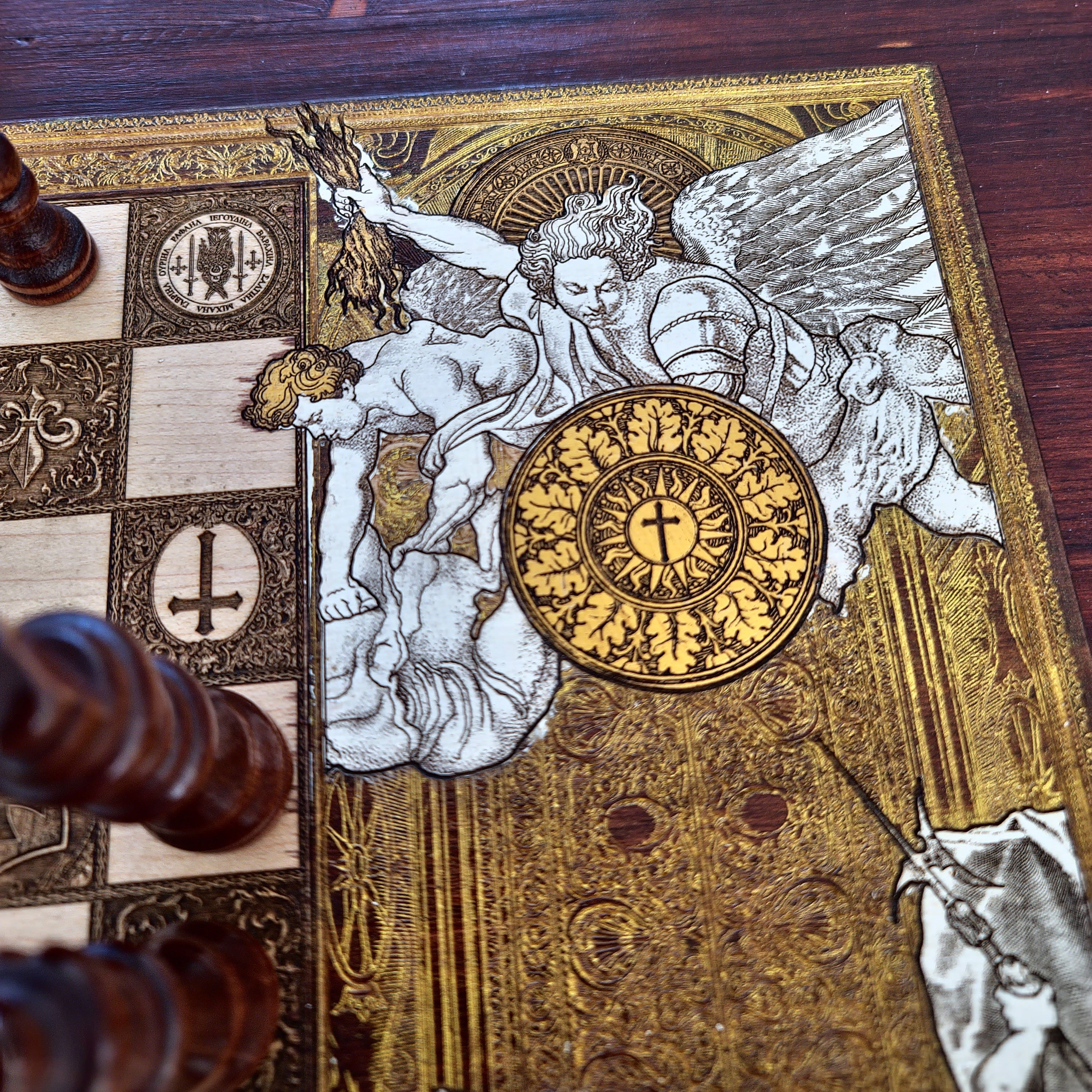 Saint Michael Chess Board Hand Painted II