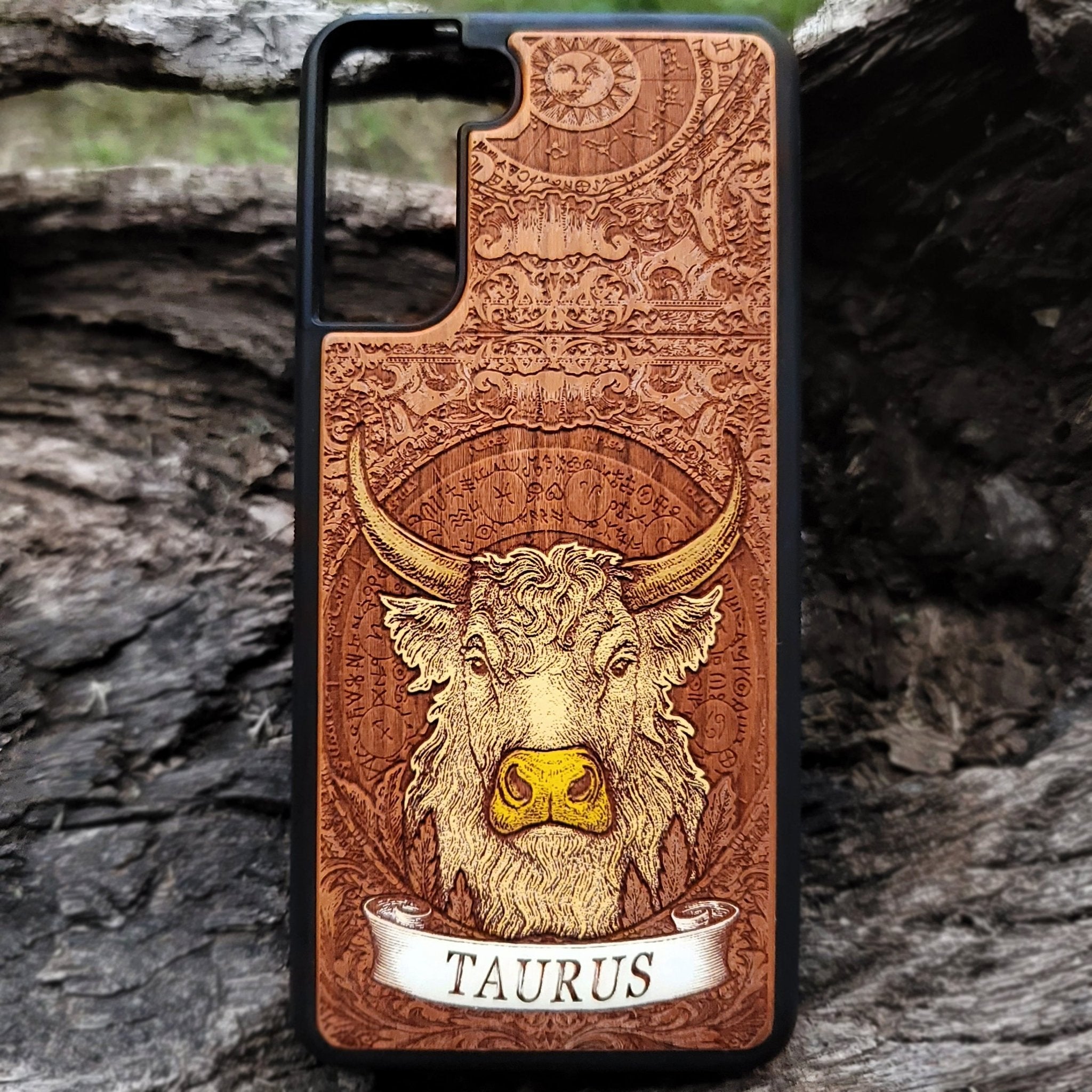 Celestial astrology Taurus phone case with earthy design