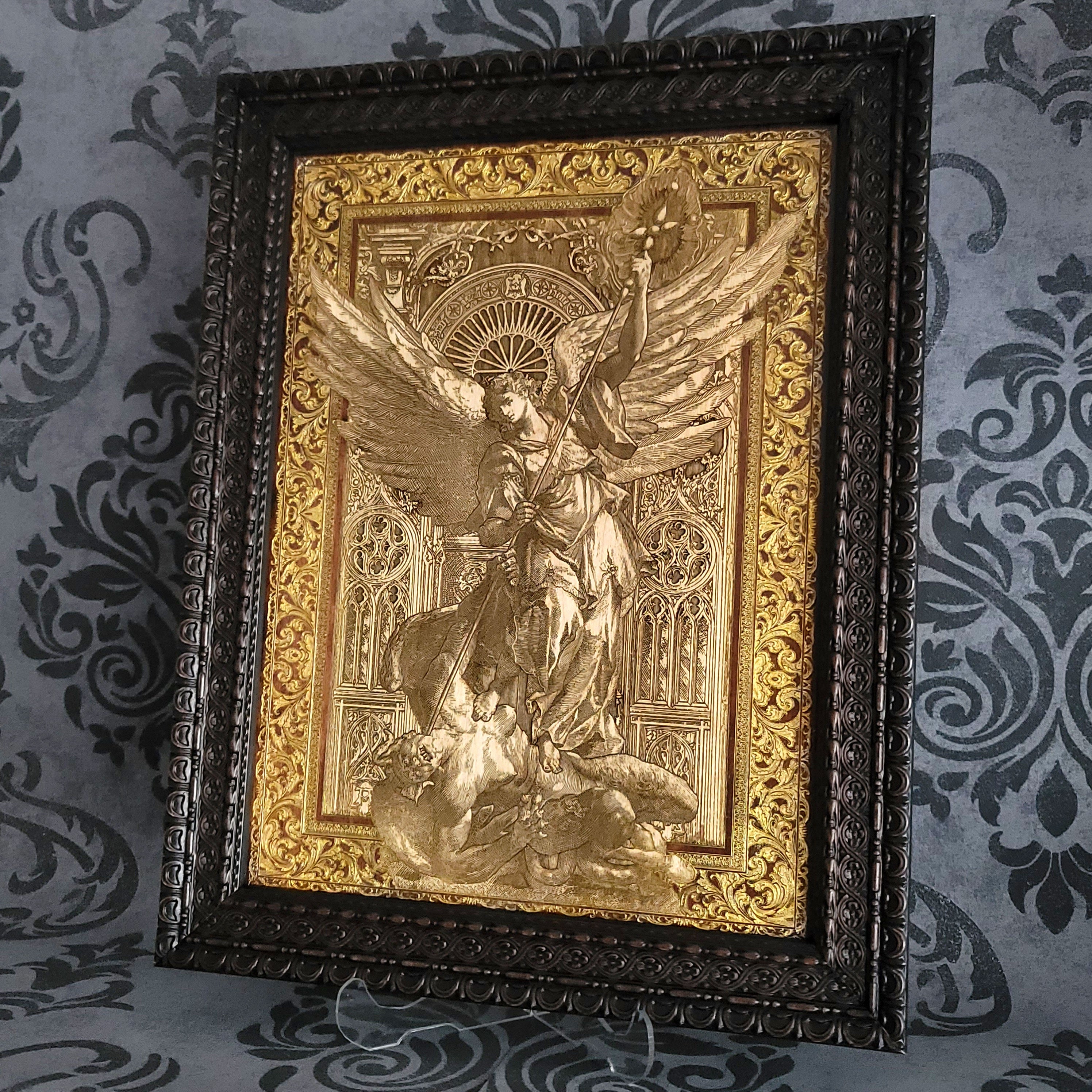 San Miguel Arcángel II - Madera grande teñida en arce