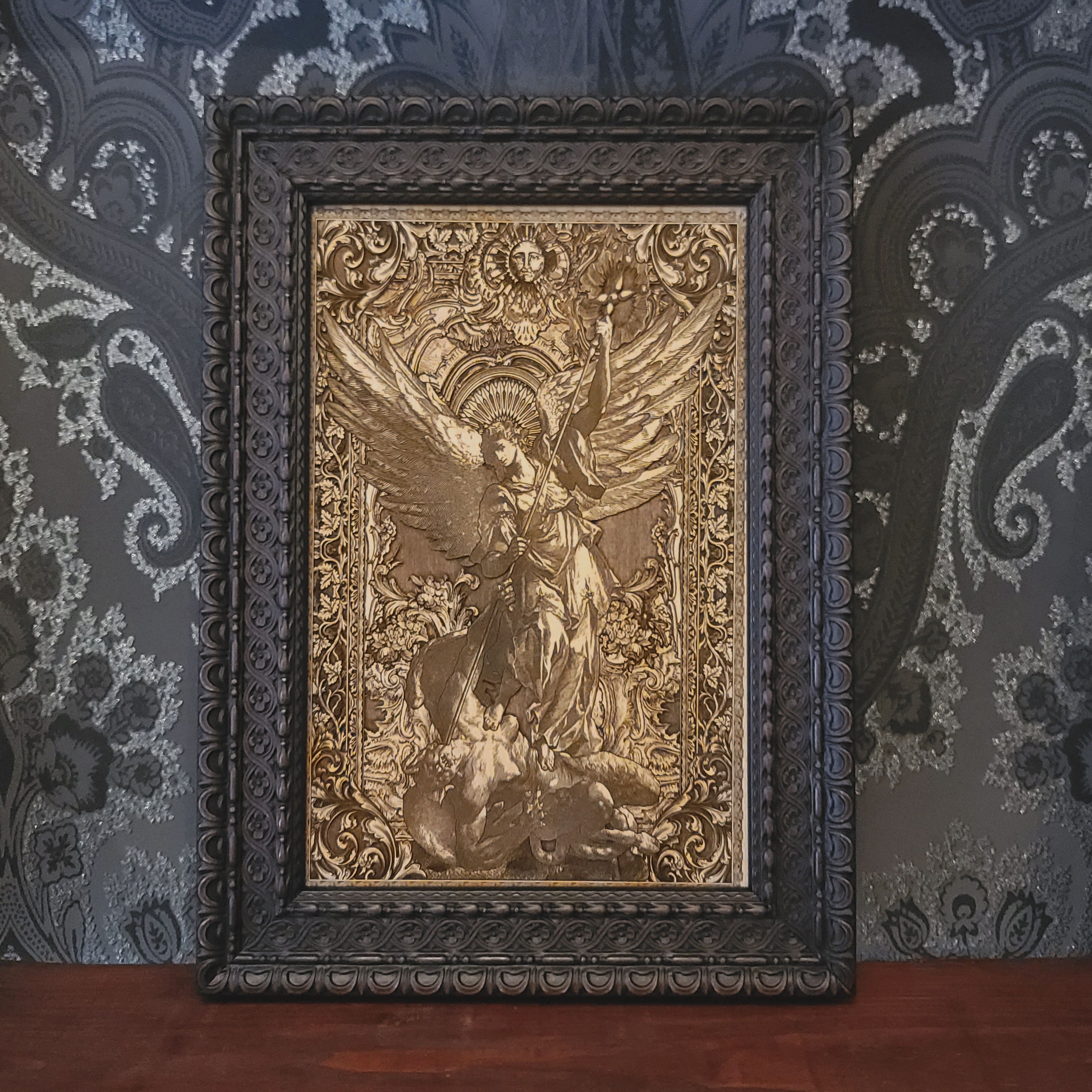 framed saint michael icon archangel protector home