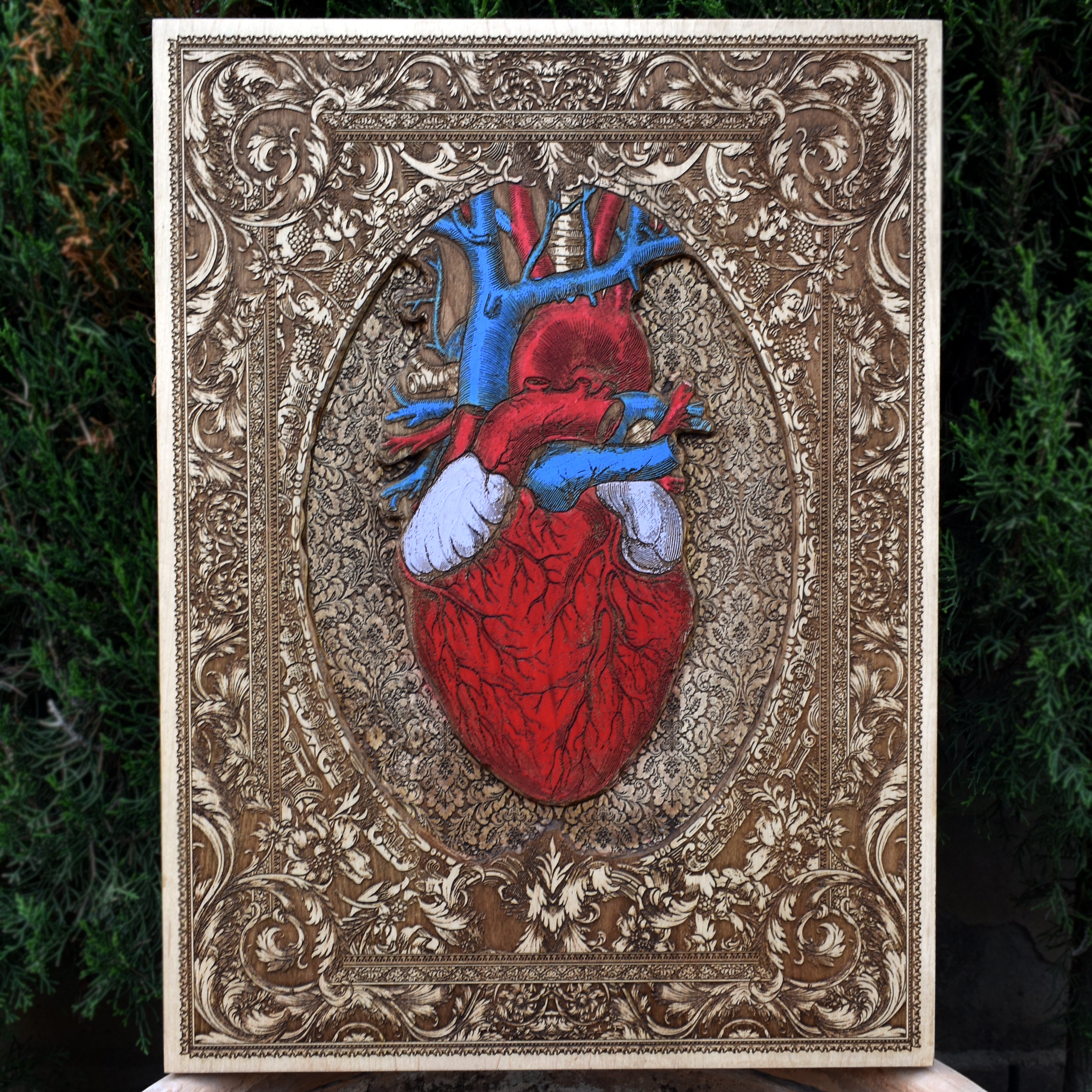 Heart - Hand Carved & Painted - Large