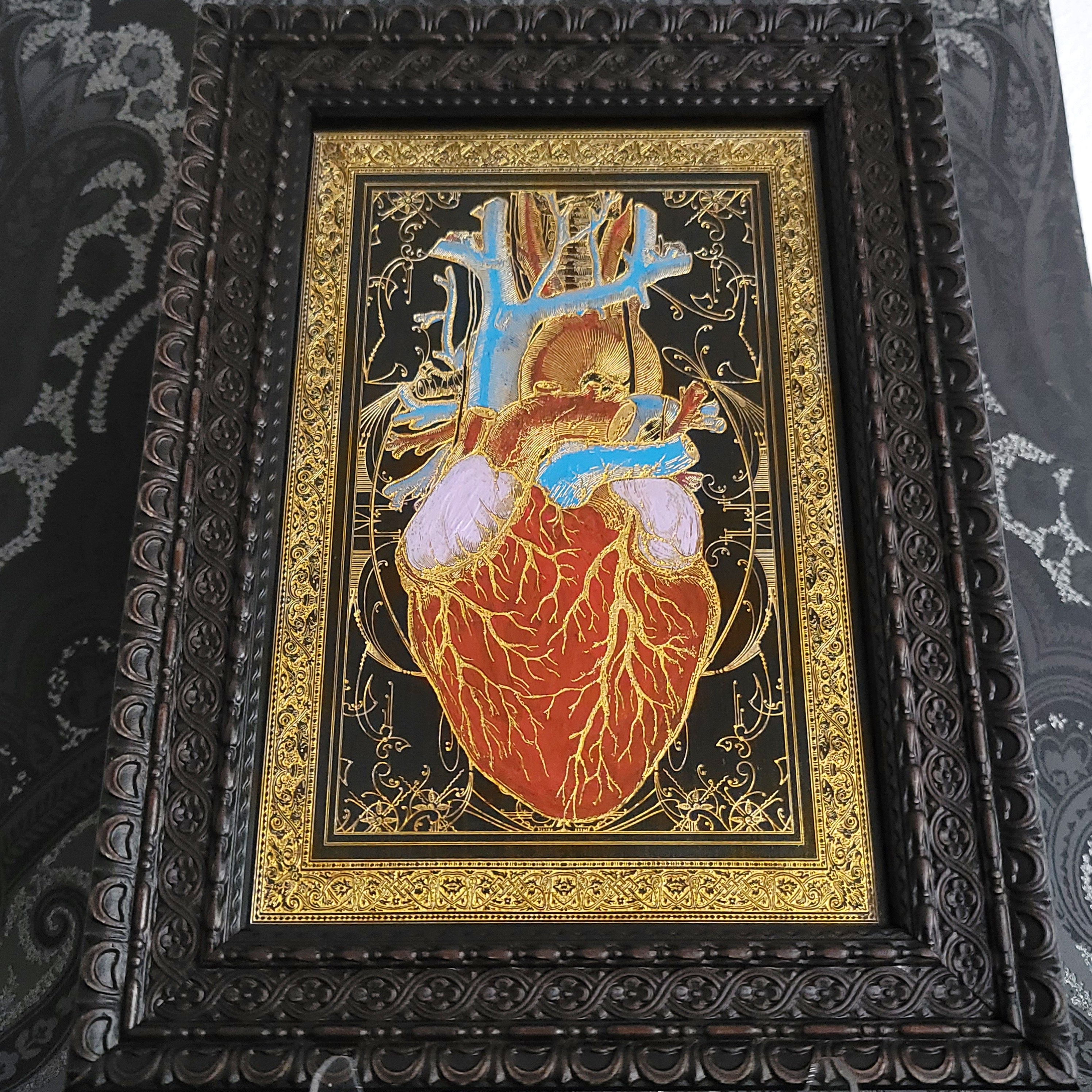 Heart Black Hand Painted - Medium
