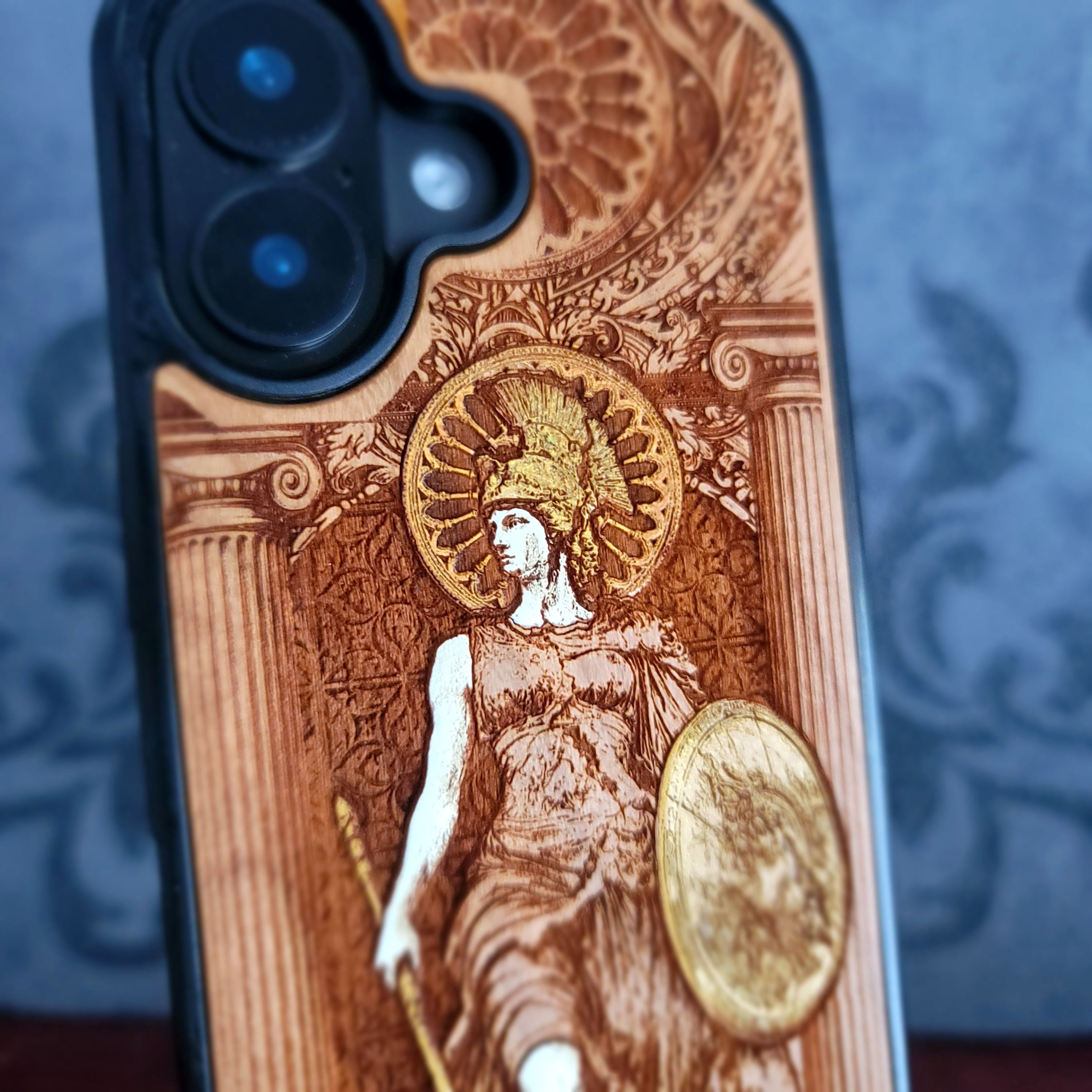 Athena - Wood Phone Case - Hand Painted