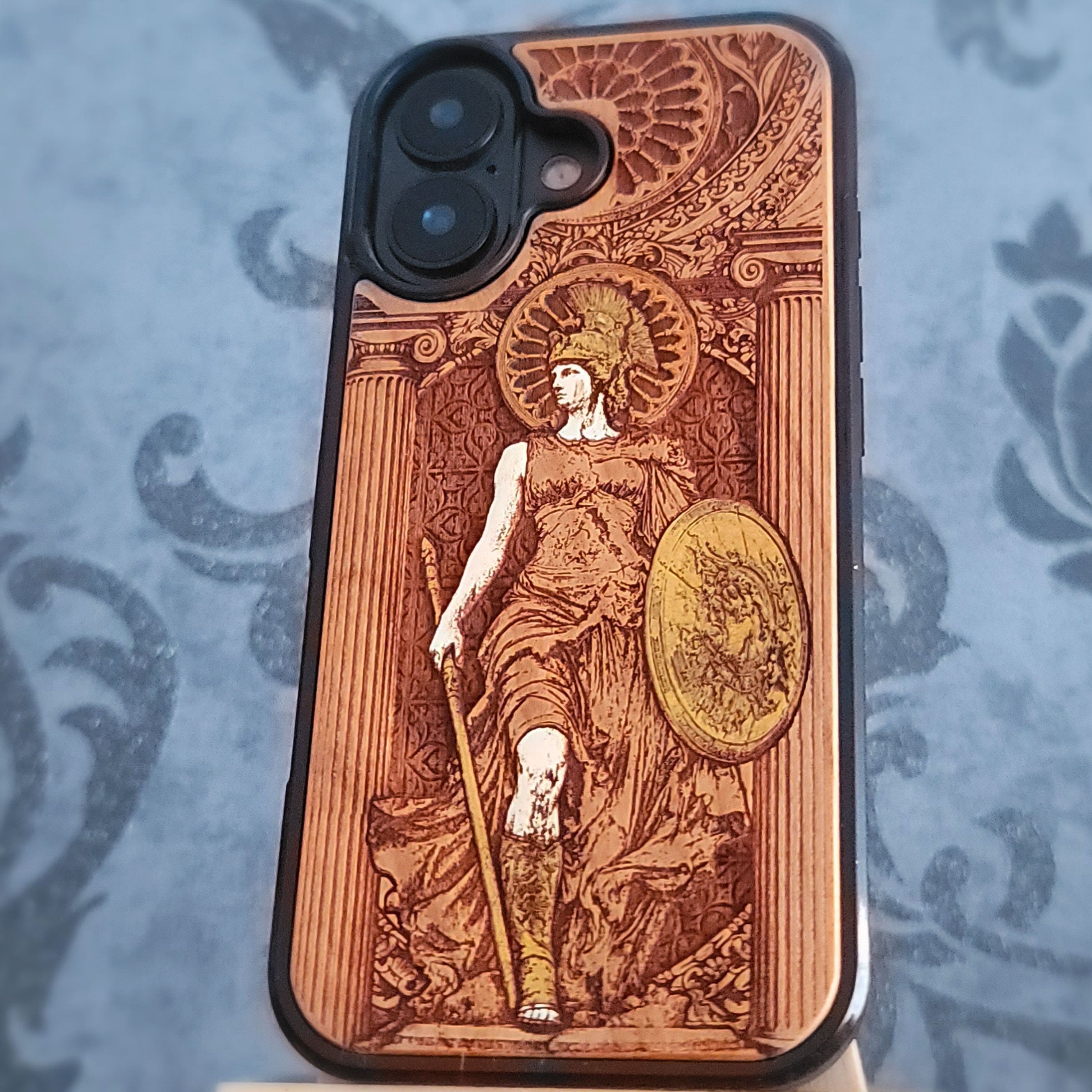 Athena - Wood Phone Case - Hand Painted