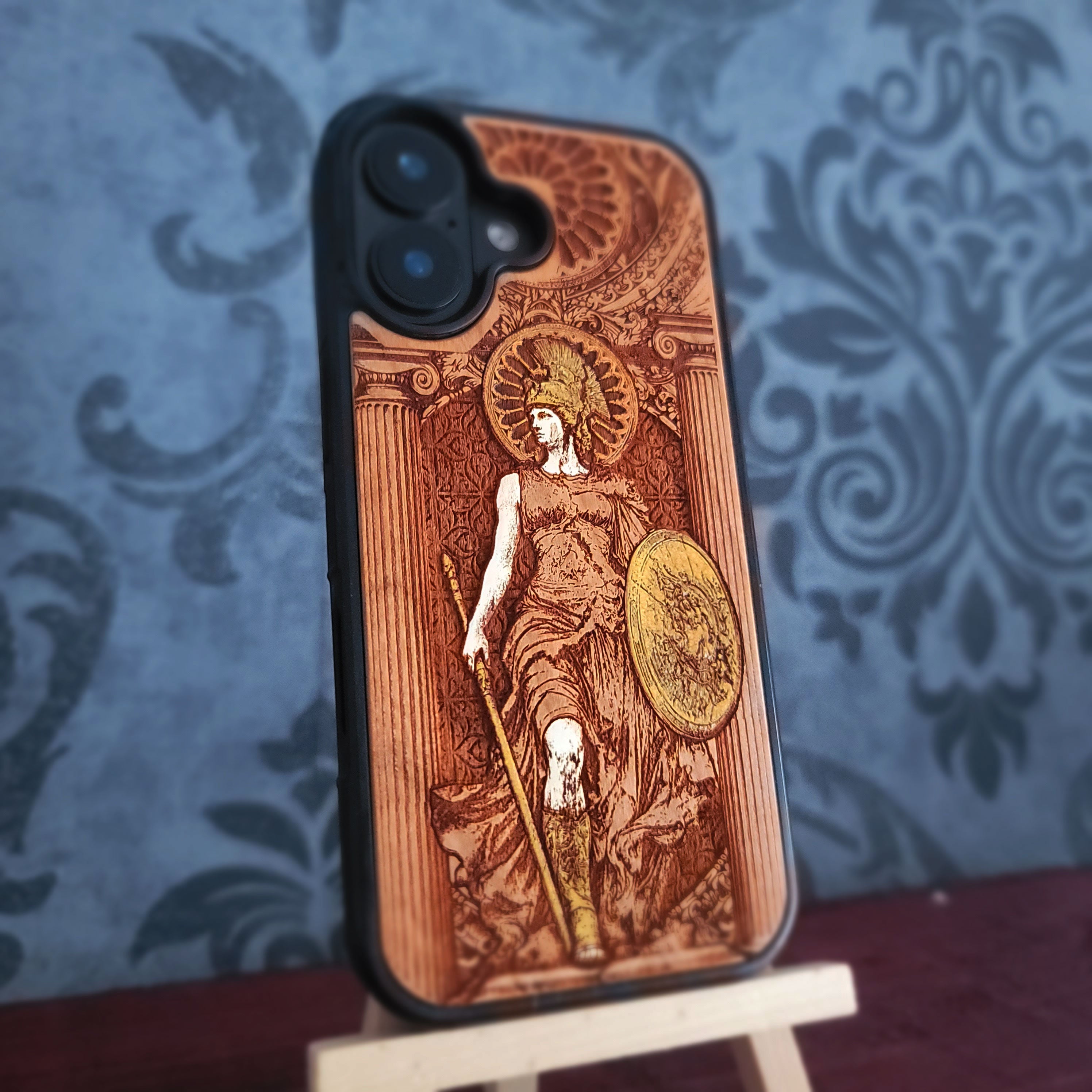 Athena - Wood Phone Case - Hand Painted