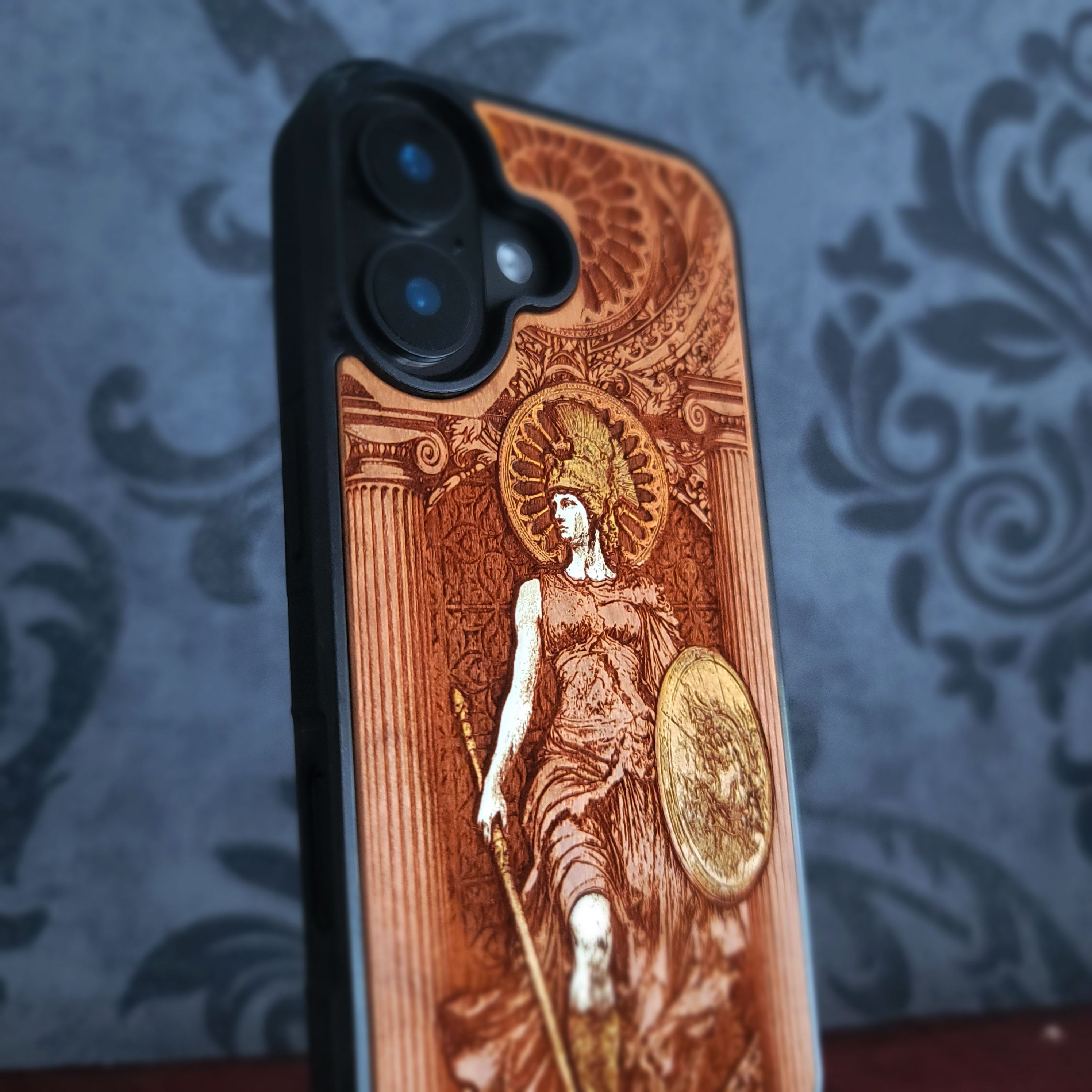 Athena - Wood Phone Case - Hand Painted