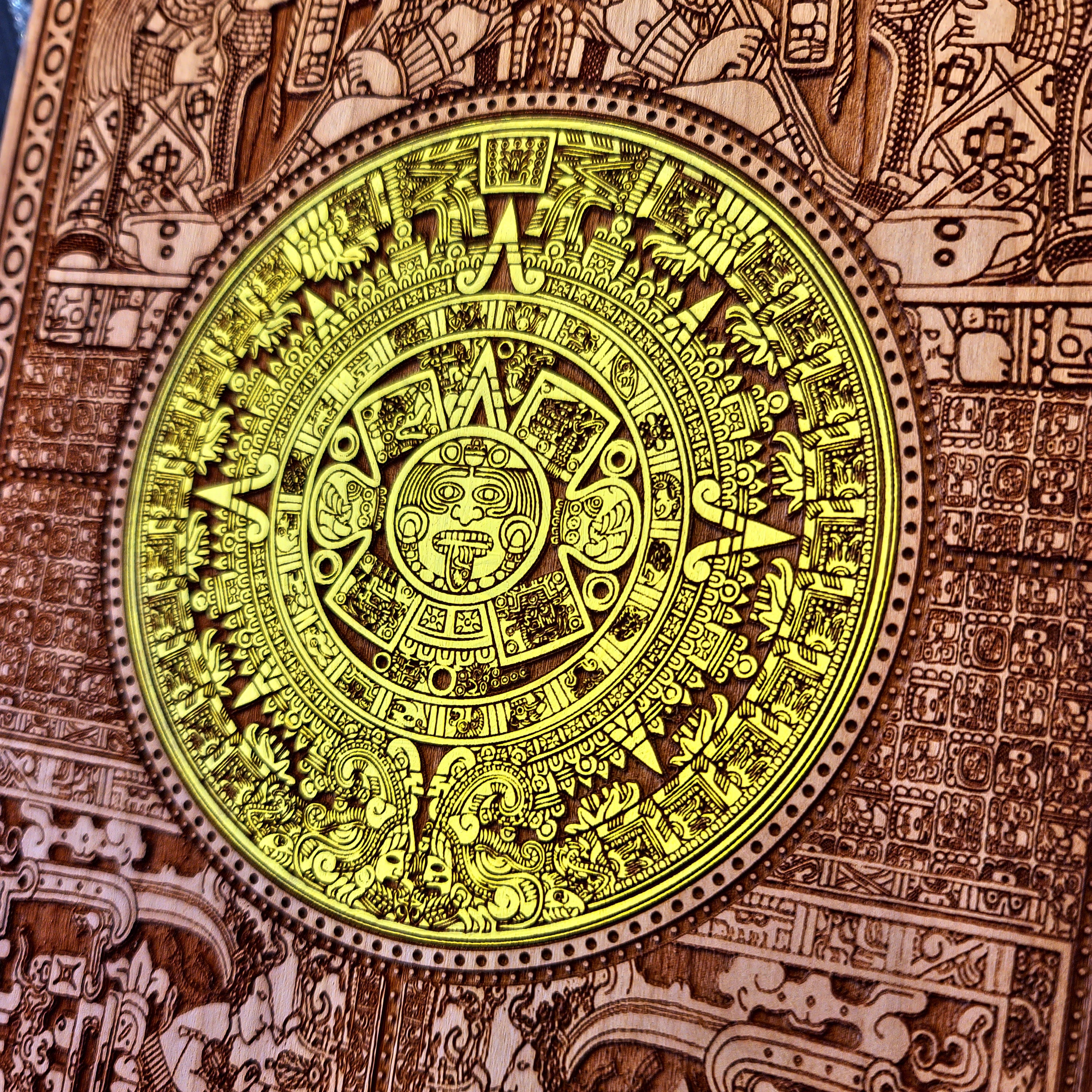Aztec Calendar - Medium Hand Painted