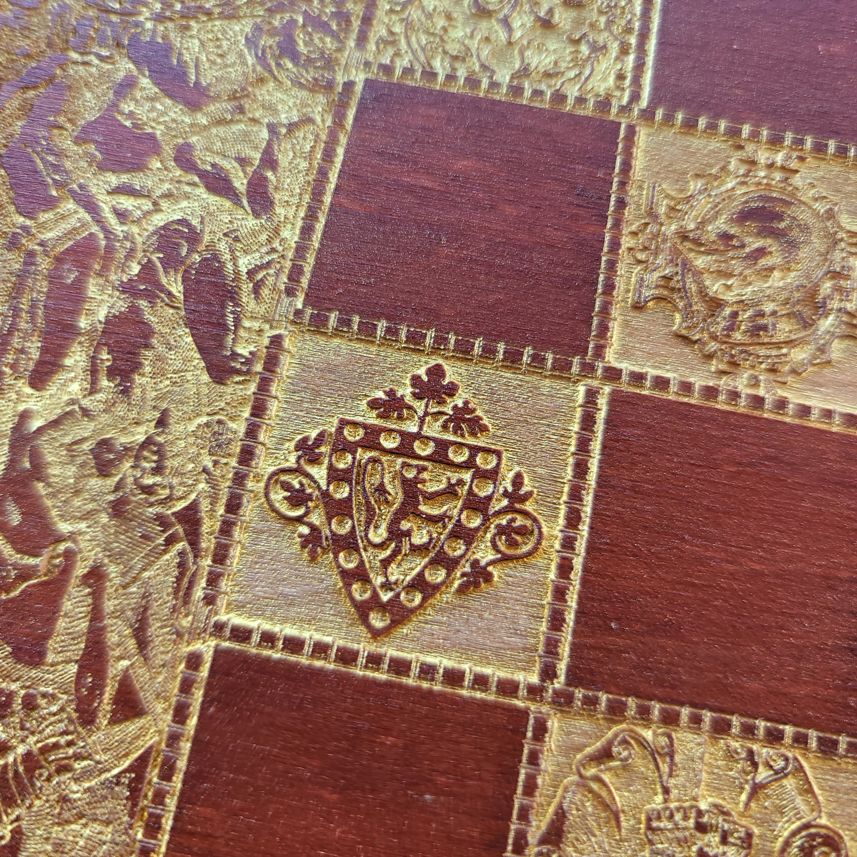 Battle Chess Board - Mahogany & Gold - A3 Large Size