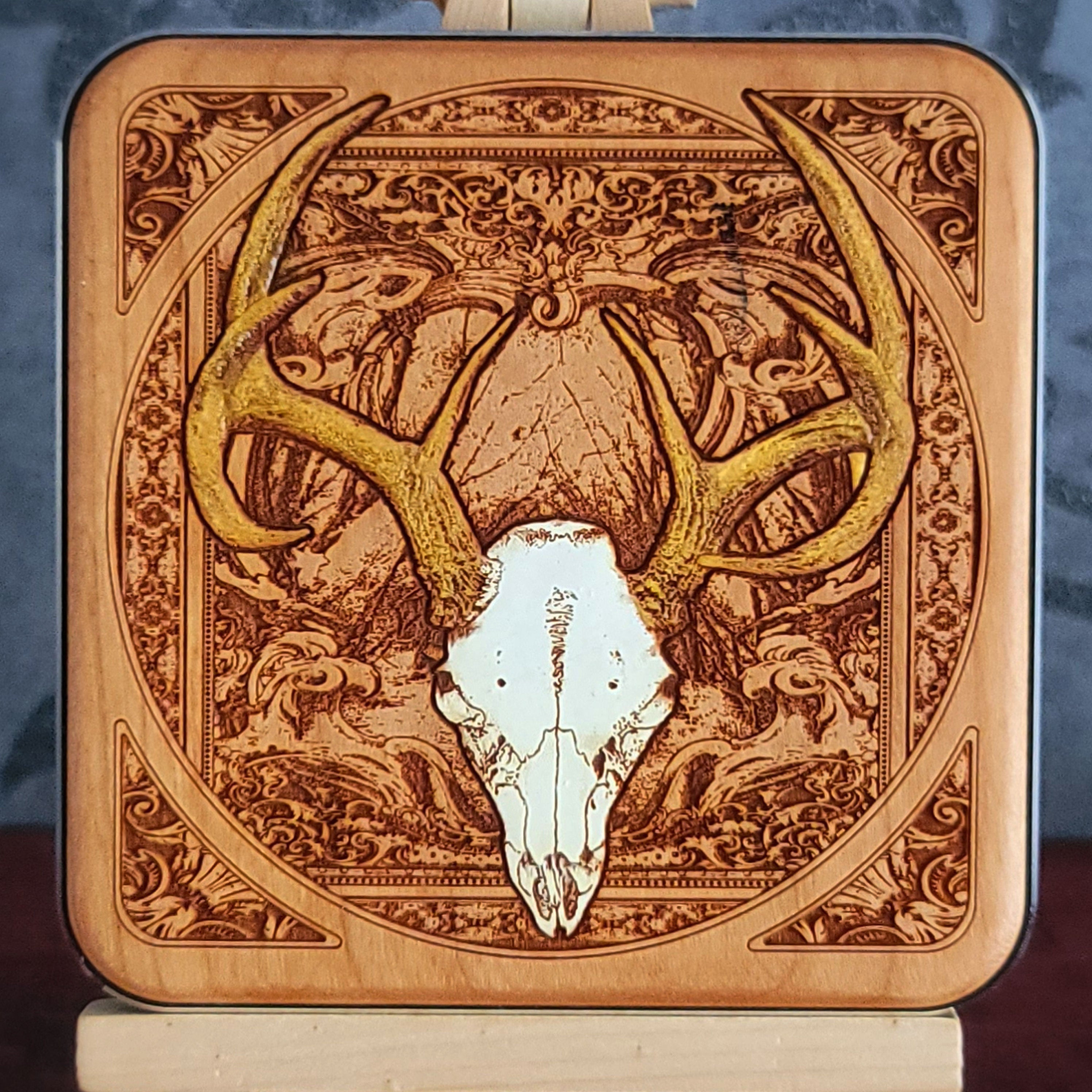 Deer Skull Wireless Charger Hand Painted