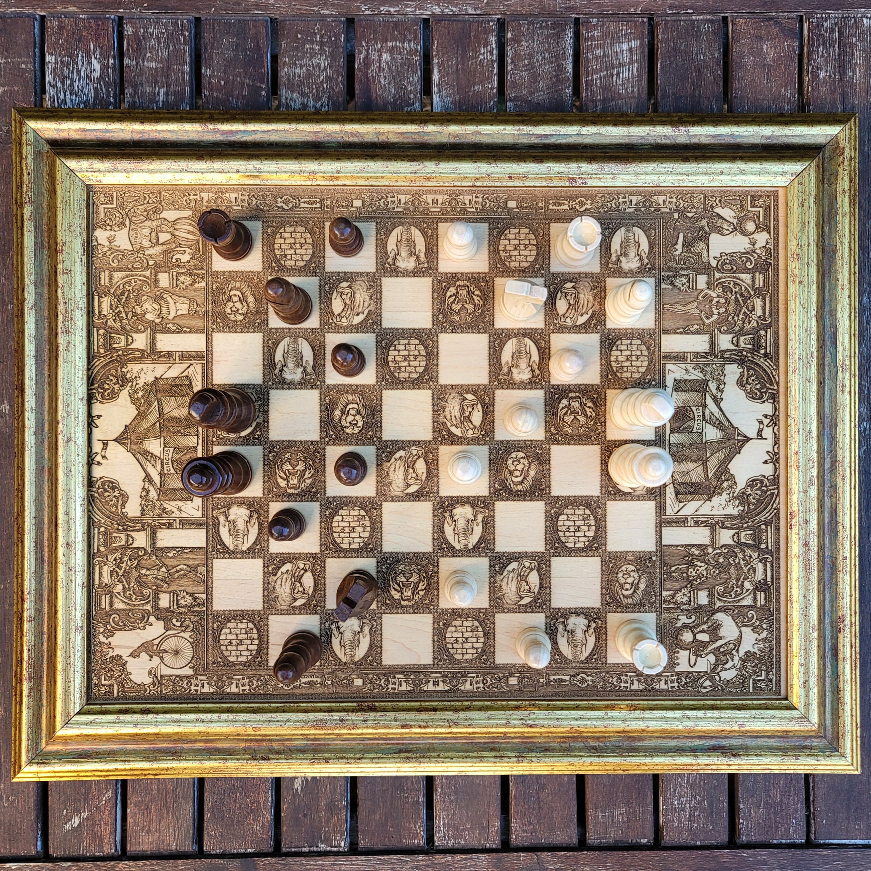 Vintage Circus Chess Board - A3 Large Size
