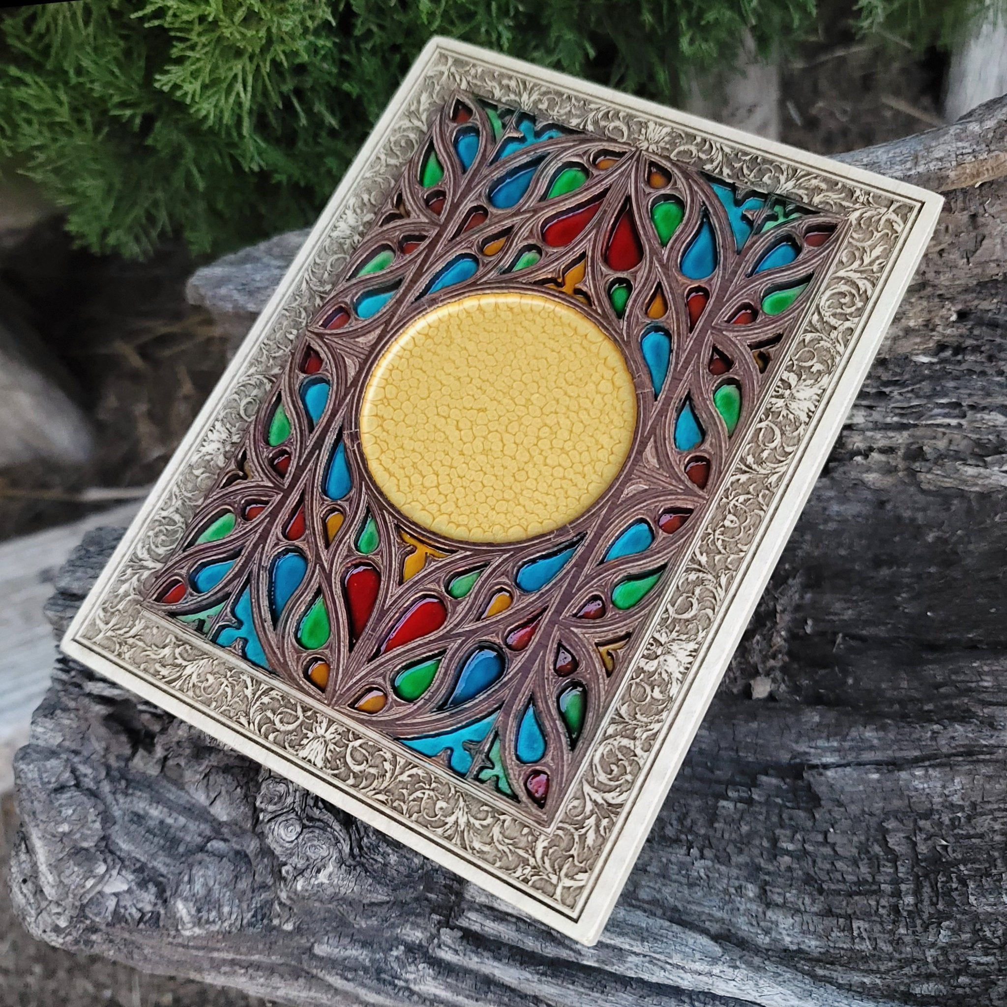 Alternative gothic home decor – custom wood art with mystical symbol.