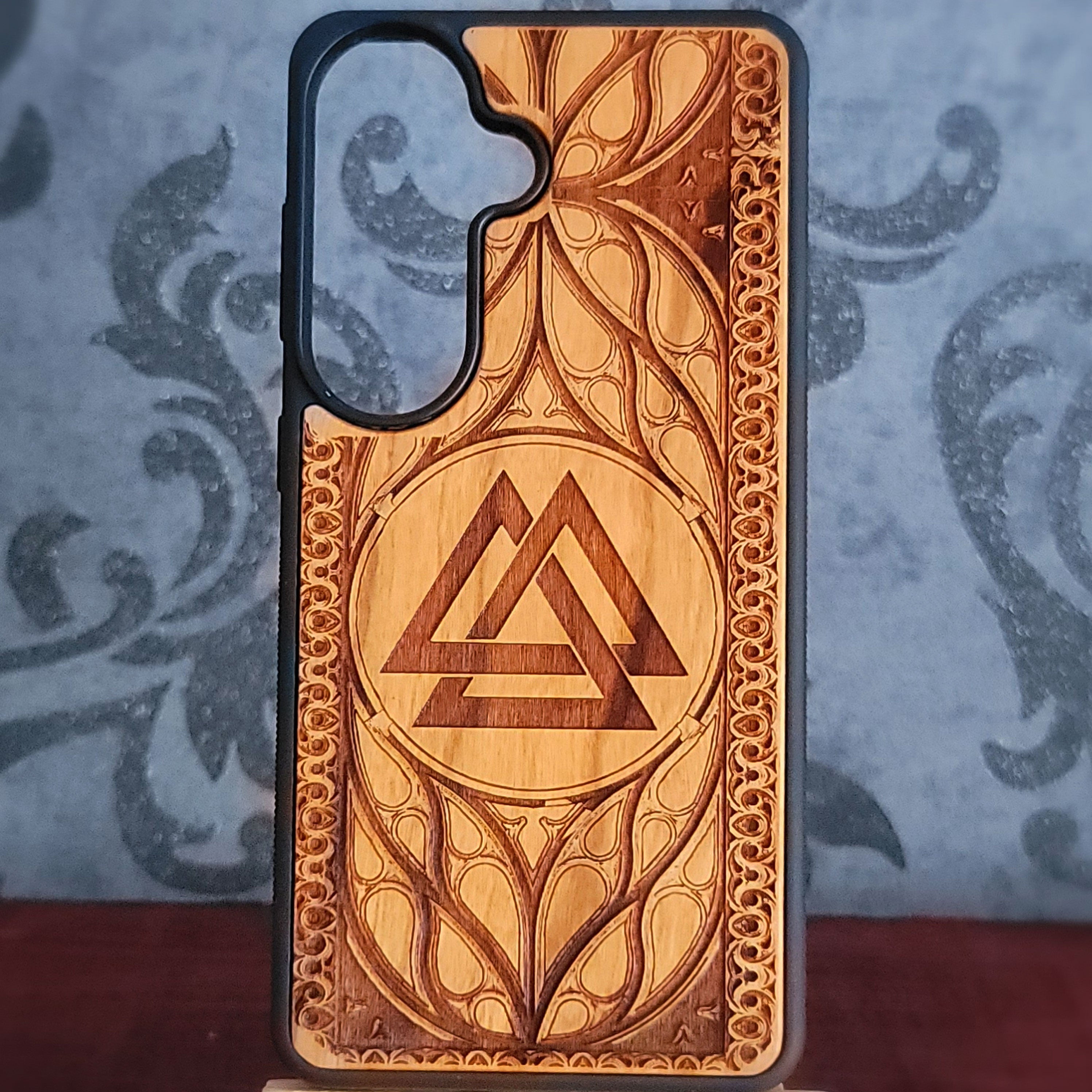 Viking Valknut Symbol Wood Phone Case for iPhone & Samsung Galaxy