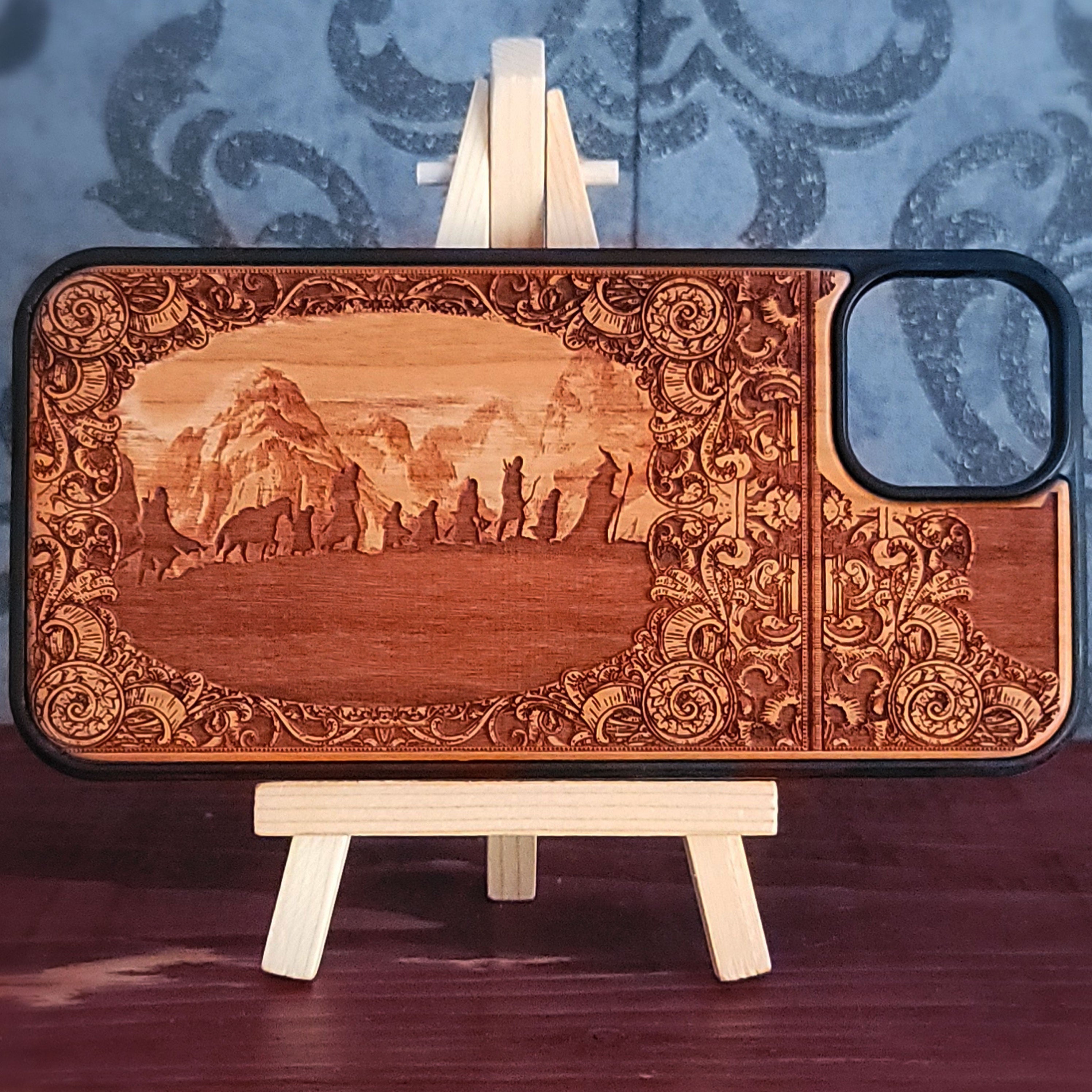 fellowship LOTR wood phone case laser engraved for iphone and samsung galaxy