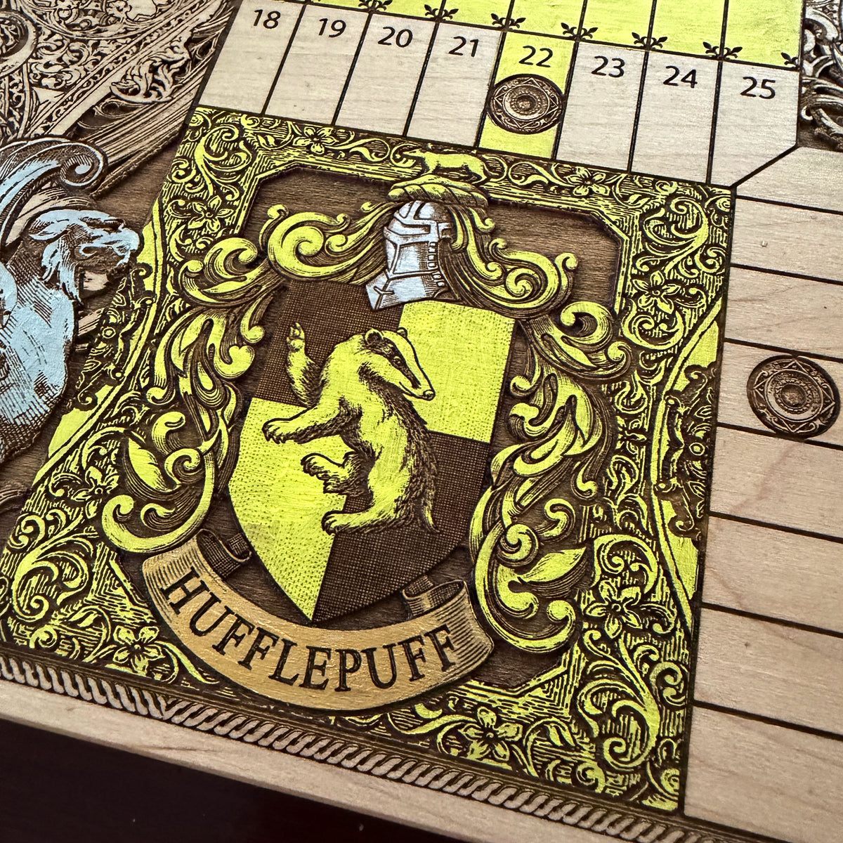 Harry Potter Hogwarts Houses Wooden Parcheesi Board