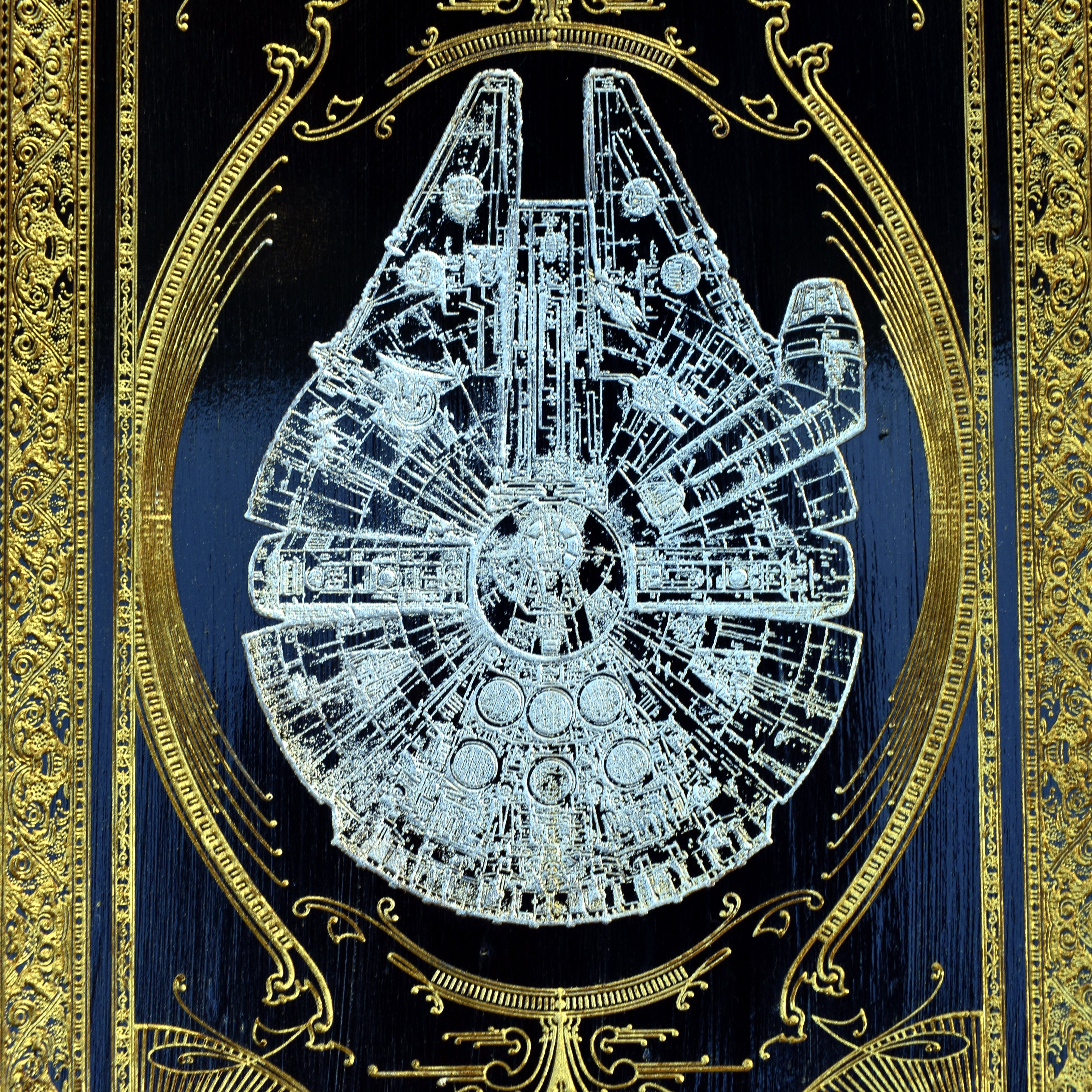 Custom engraved Star Wars spaceship wall art, wood anniversary gift.