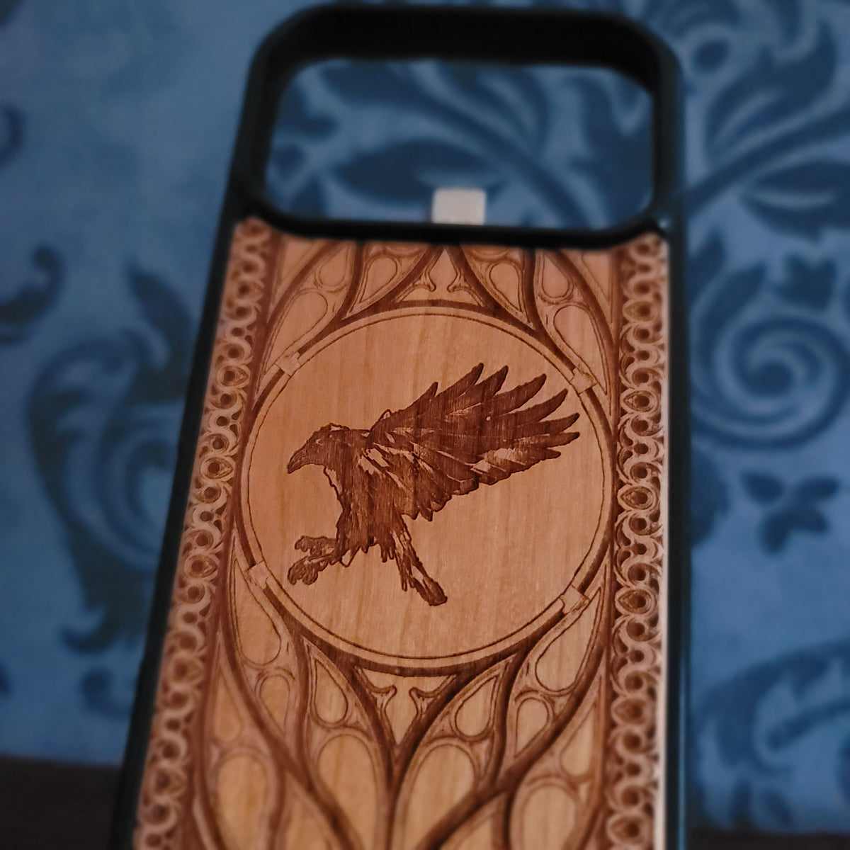 The Moon Raven - Wood Phone Case